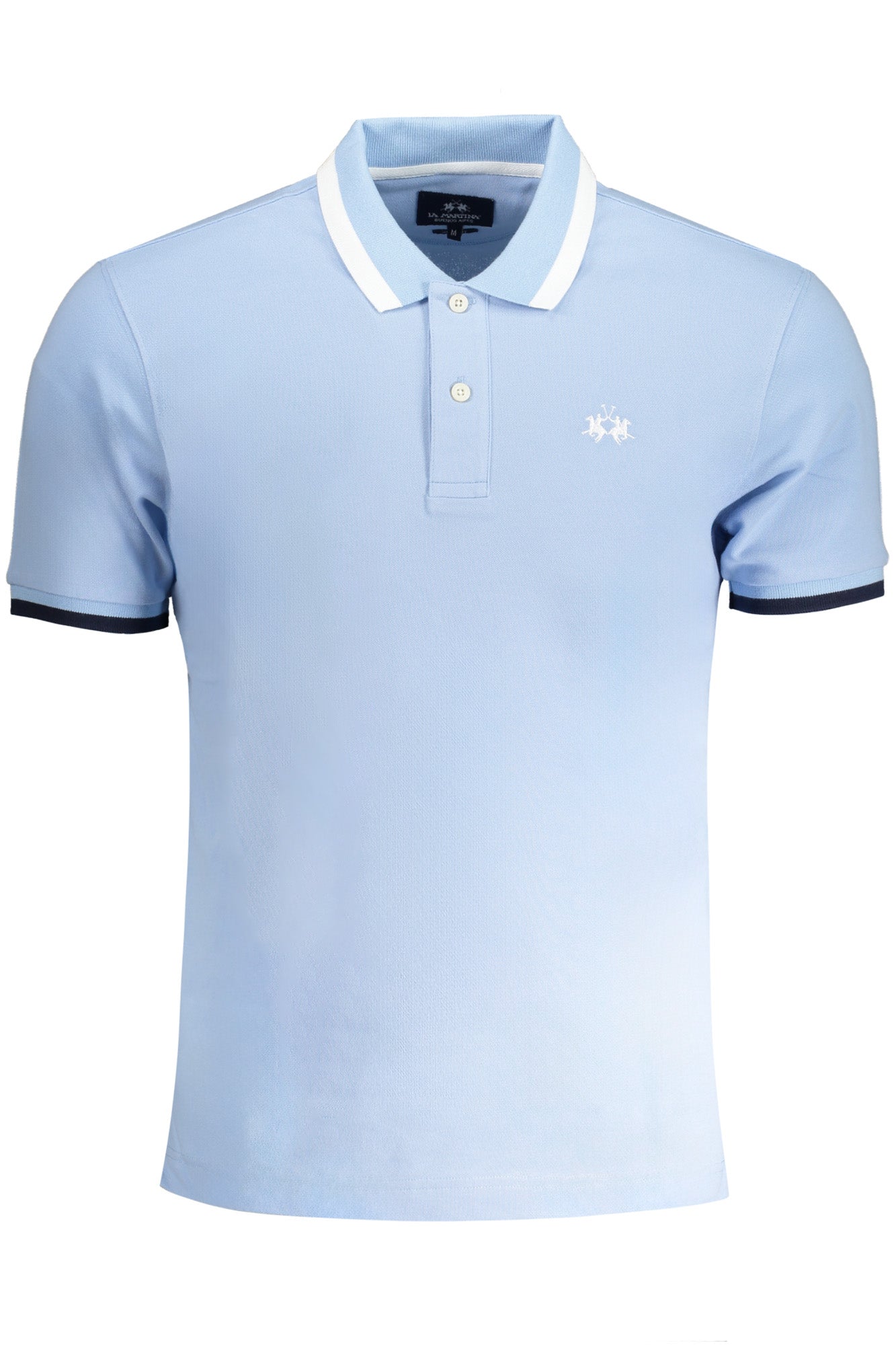 YMP006PK001_AZ07003 – Herren Polo Slim Fit, hellblau mit Kontrast & Stickerei – Größe: 2XL – Farbe: Azzurro
