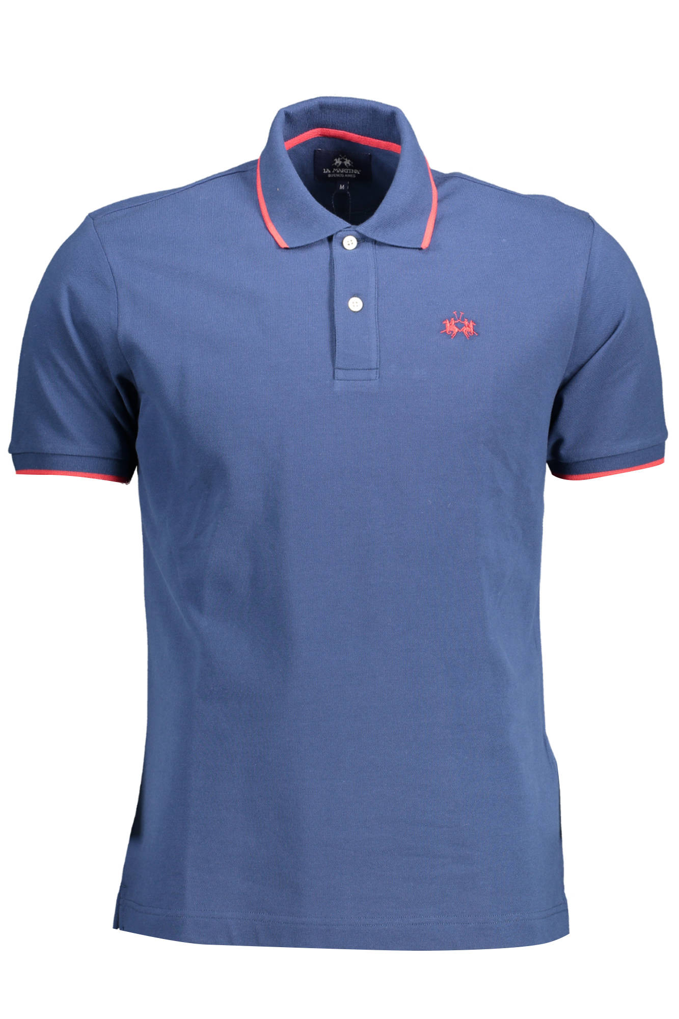 BPMP04-PK031_BLU_07048 – Herren Kurzarm-Poloshirt Blau: Elegante Details und Stickerei – Größe: 2XL – Farbe: Blu