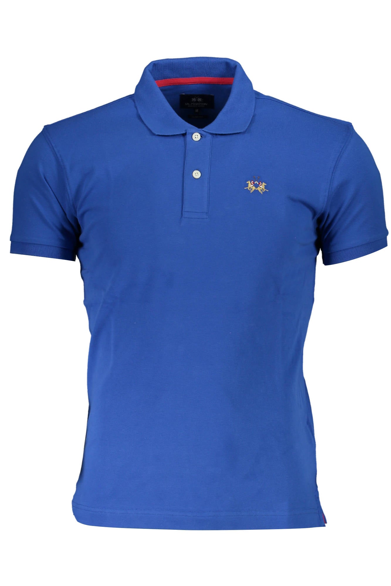 CCMP02-PK001_BLU_07105 – Slim Fit Polohemd für Herren in Blau mit Stickerei und Kontrastdetails – Größe: 2XL, M – Farbe: Blu