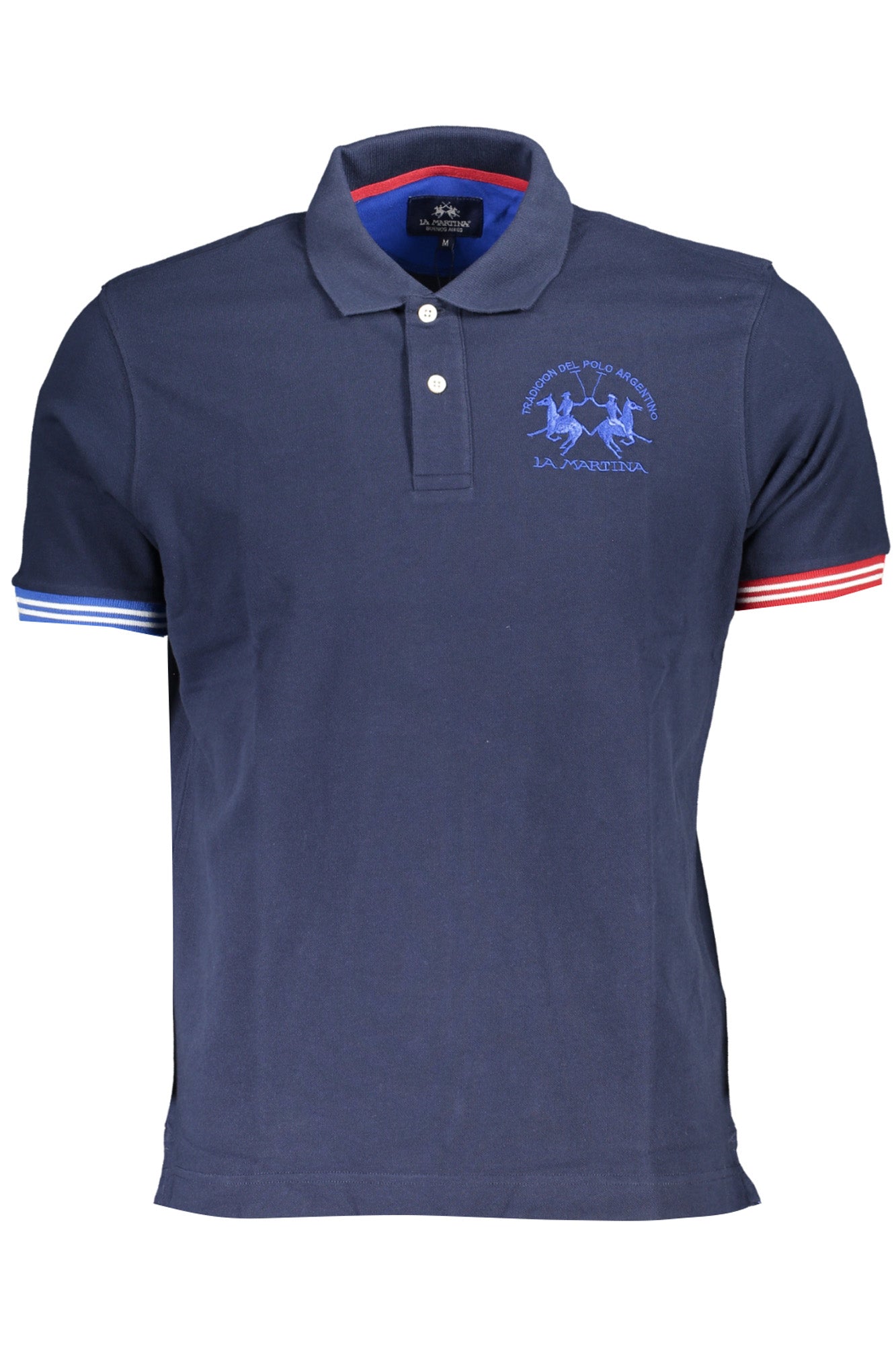WMP009PK001_BL07017 – Herren Kurzarm Polo Blau - Regular Fit mit Stickerei & Details – Größe: L, XL, M – Farbe: Blu