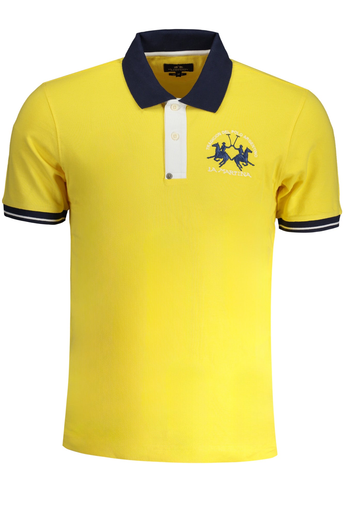 YMP005PK001_GI02101 – Herren Polohemd Gelb Slim Fit Kurzarm mit Stickerei und Kontrasten – Größe: M, L – Farbe: Giallo