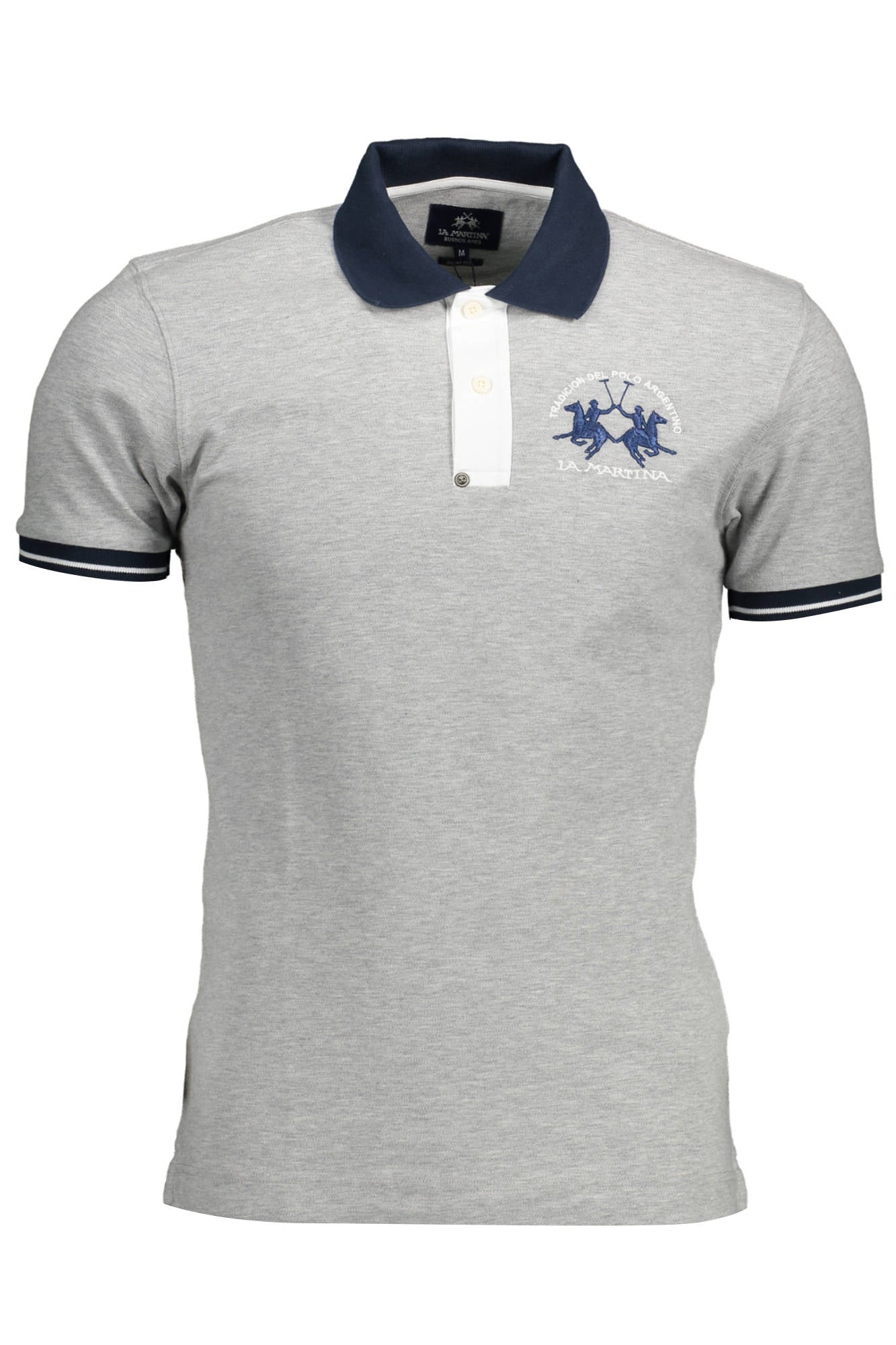TMP005-PK001_GRIGIO_01001 – Herren Slim Fit Polo Grau - Kurzarm, Kontrastdetails & Stickerei – Größe: XL, 2XL, L – Farbe: Grigio
