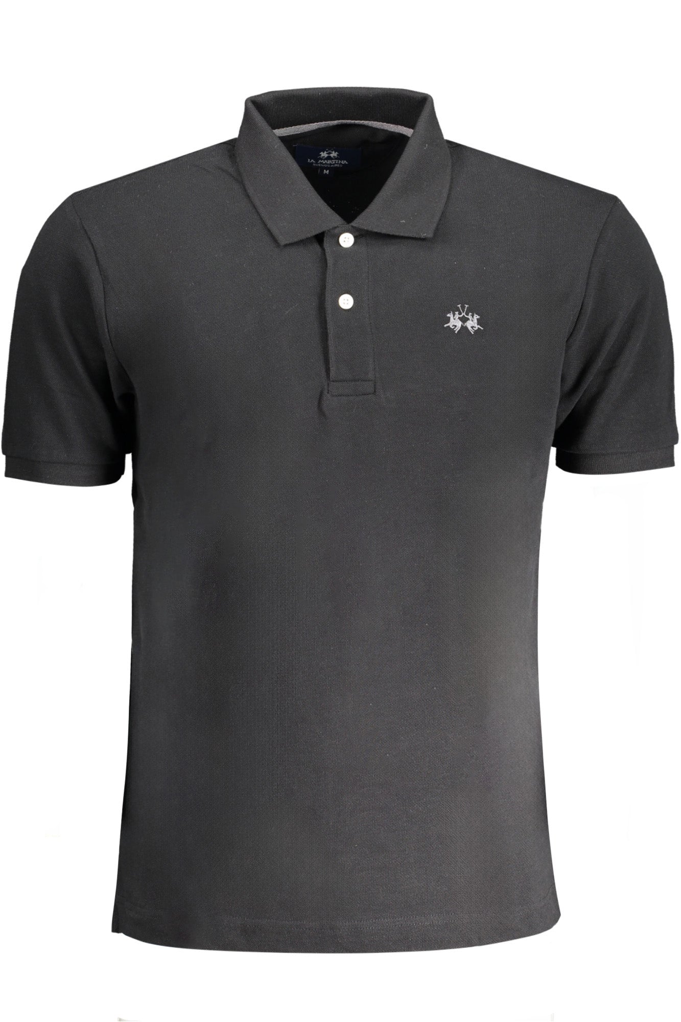 BPMP01PK031_NE09999 – Schwarzes Herren Poloshirt, Regular Fit, Stickerei, Kurzarm, 2 Knöpfe – Größe: S, M, L, XL, 2XL – Farbe: Nero