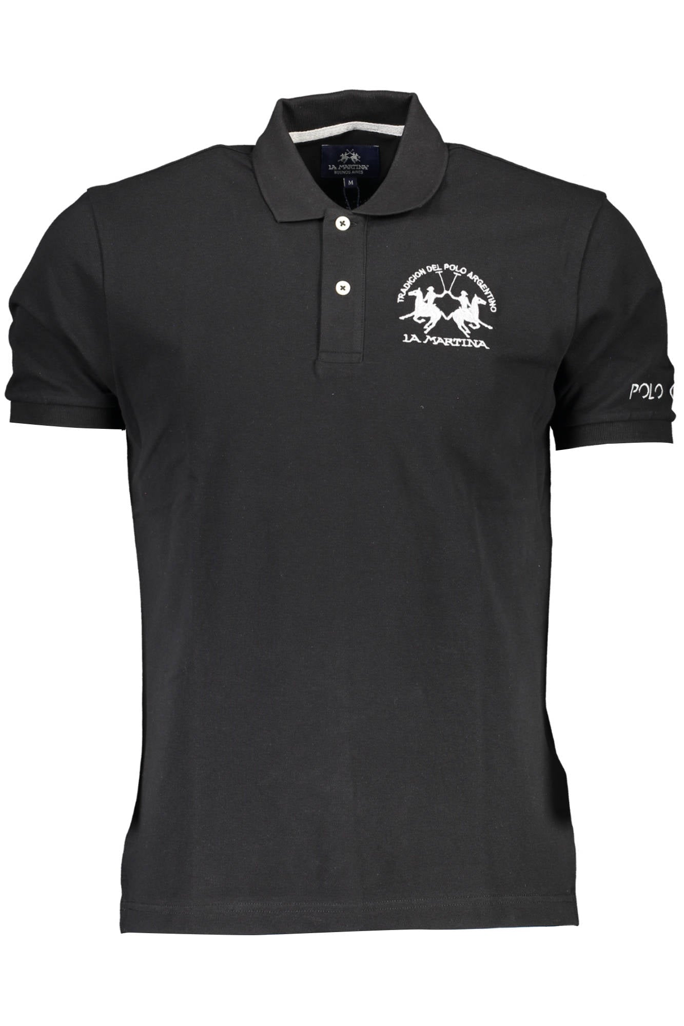 XMP010-PK001_NERO_09999 – Elegantes Schwarzes Polo für Herren – Stickerei & Kontrastdetails – Größe: M, S – Farbe: Nero
