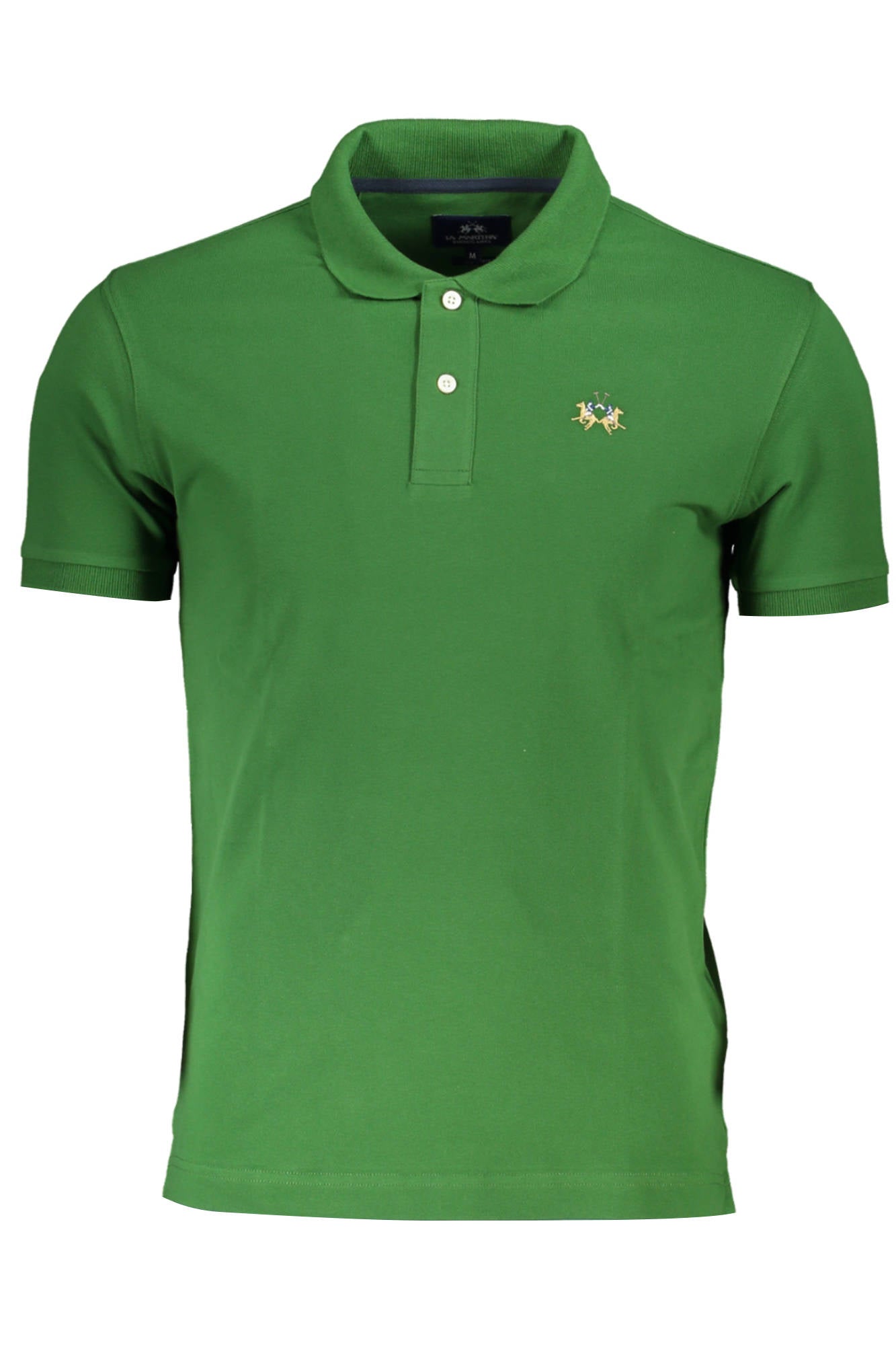 CCMP02-PK001_VERDE_03045 – Herren Kurzarm-Polo, Slim Fit, Grün mit Stickerei und Kontrastdetails – Größe: L, XL, 2XL, 3XL – Farbe: Verde