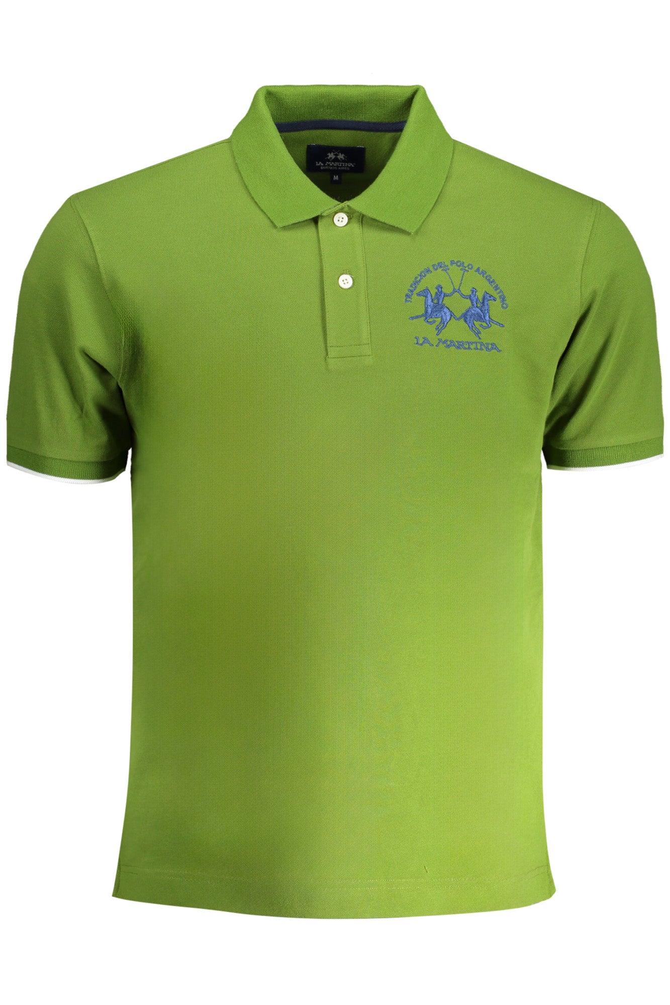 YMP001PK001_VE03117 – Herren Grün Poloshirt Kurzarm mit Stickerei & Kontrastdetails – Größe: M, 2XL – Farbe: Verde