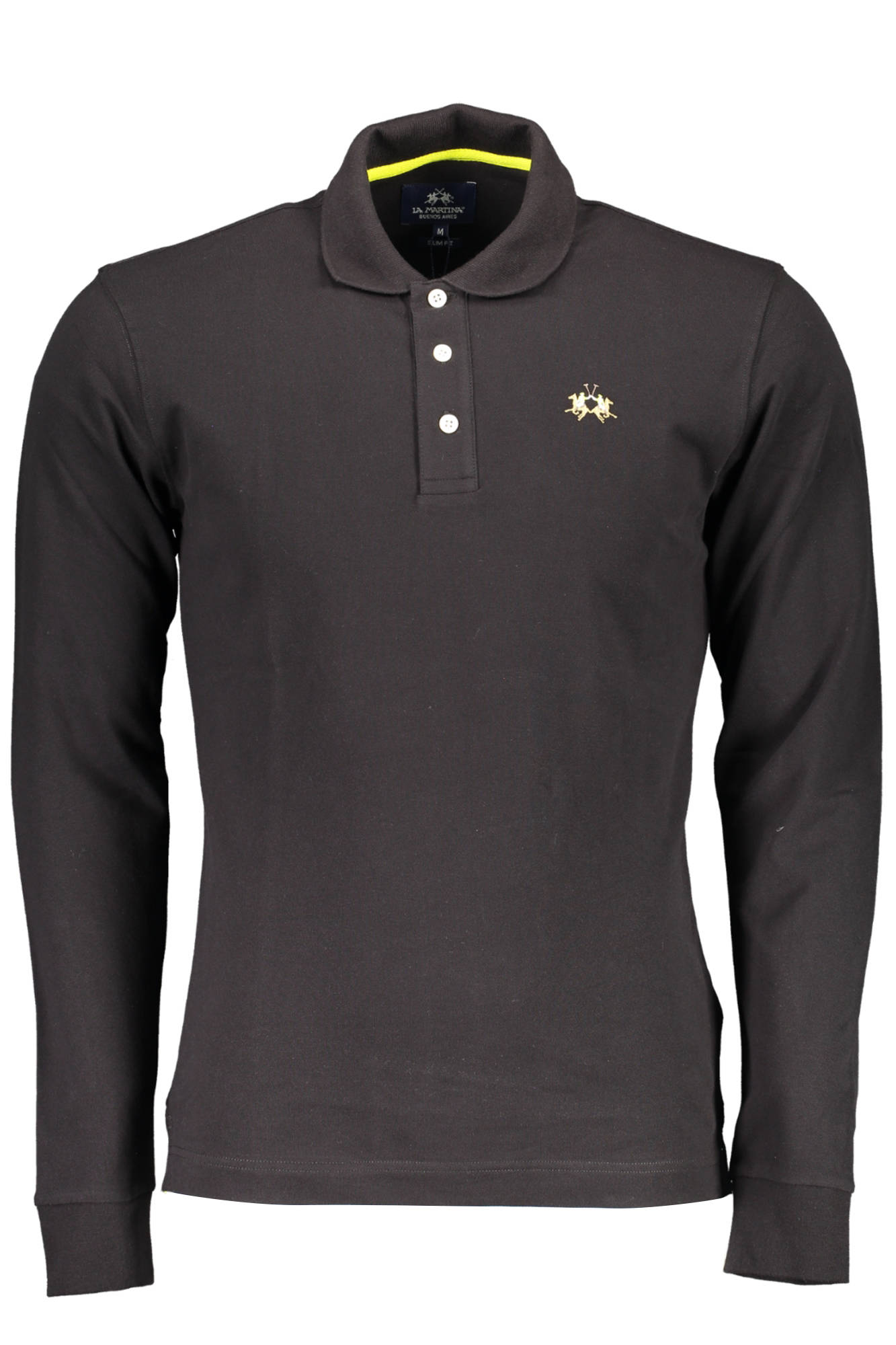 CCMP04-PK001_NERO_09999 – Herren Langarm Polo Schwarz - Schmal, Stilvoll, Mit Stickerei – Größe: M, L, XL, 2XL – Farbe: Nero
