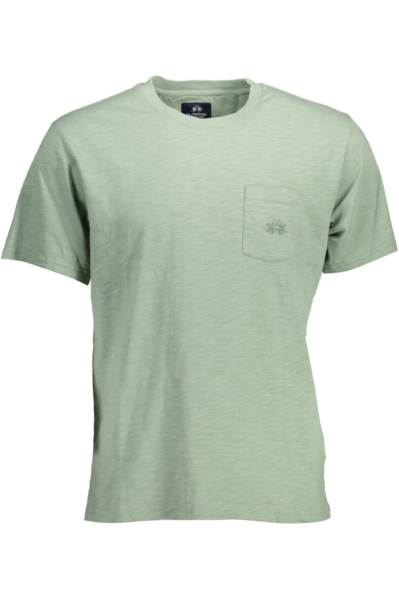 TMR006-JS259_VERDE_03213 – Herren T-Shirt Grün Kurzarm mit Stickerei und Rundhalsausschnitt – Größe: L, XL, 2XL, 3XL – Farbe: Verde