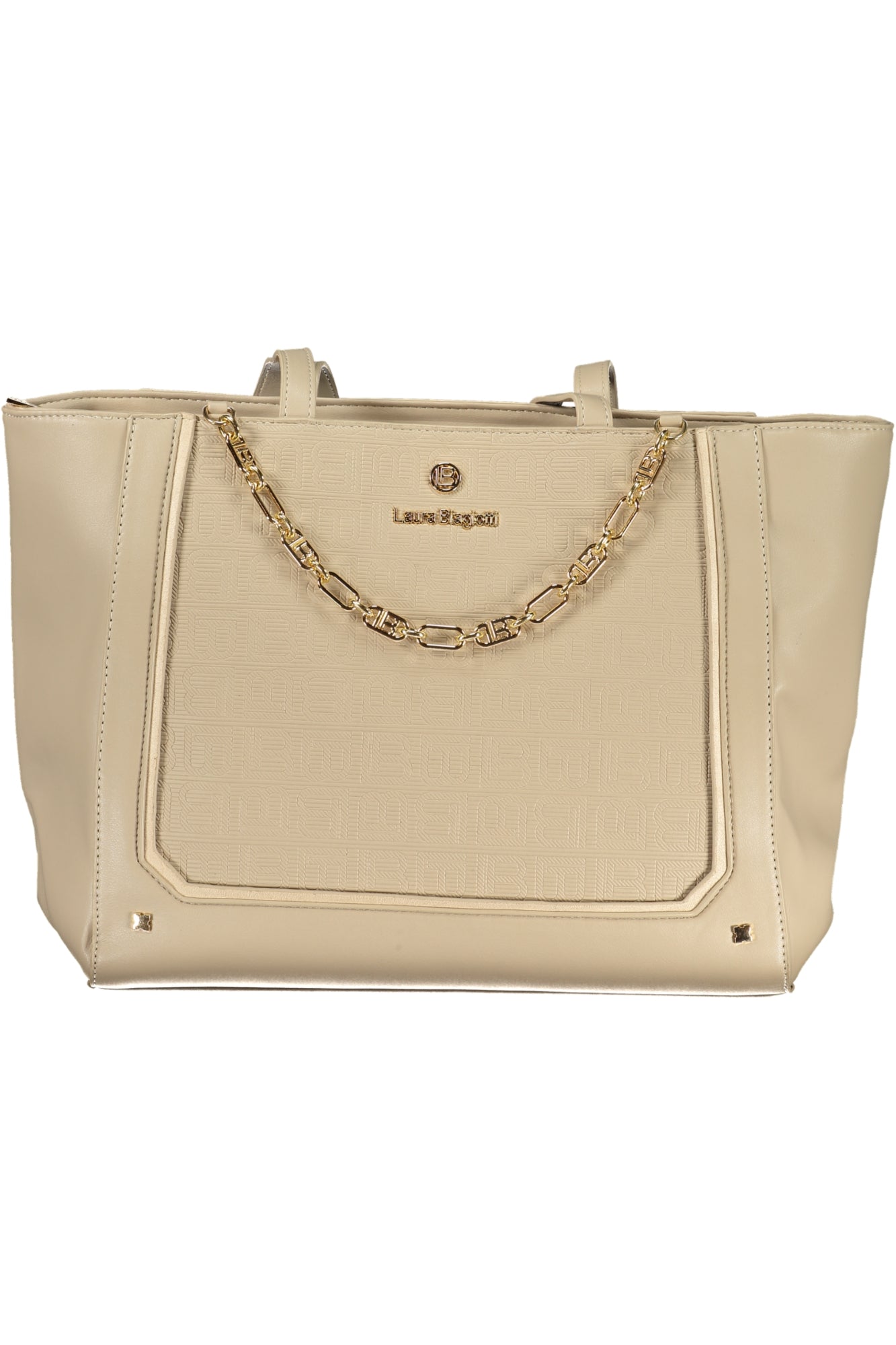LB25W-106-2_BETERRA – Zeitlose Eleganz: Beige Handtasche mit Kontrasten & Schutzfüßen – Größe: UNI – Farbe: Beige
