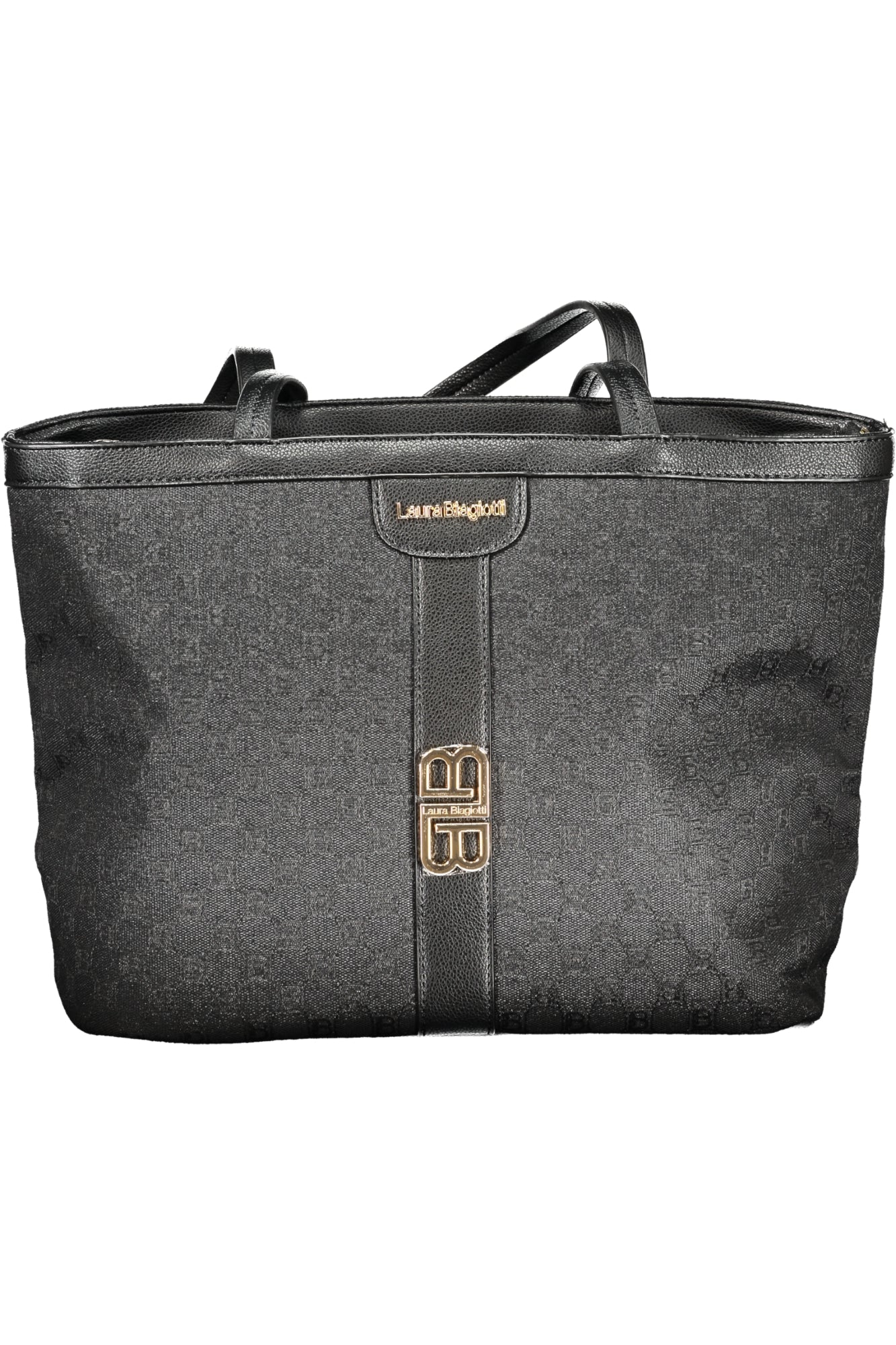 LB25W-255-2_NENERO – Elegante Schwarze Schultertasche mit Kontrastdetails und Reißverschluss – Größe: UNI – Farbe: Nero