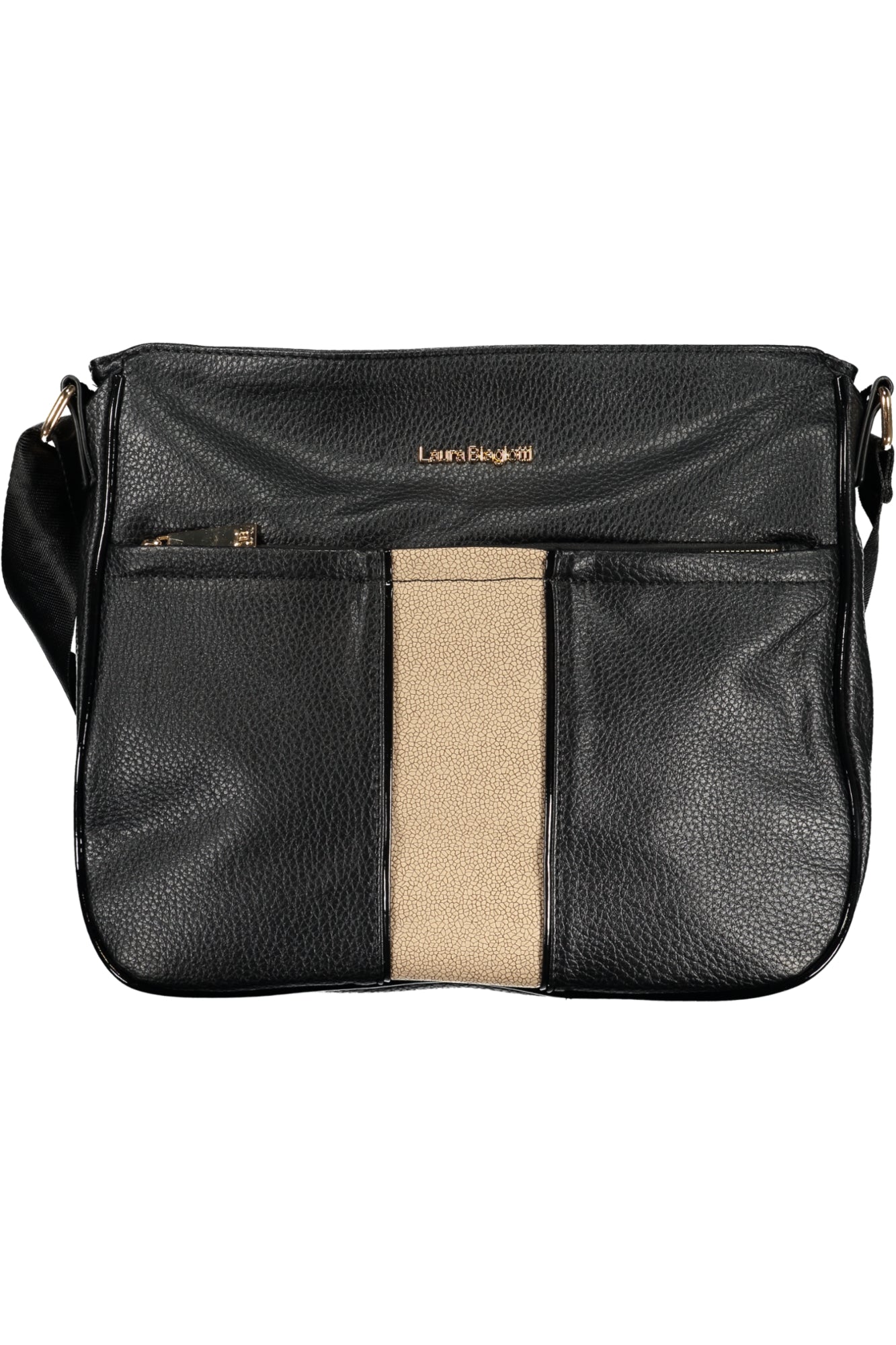 LB25W-104-3_NENERO – Elegante Damen Handtasche in Schwarz mit Schultergurt und Reißverschluss – Größe: UNI – Farbe: Nero
