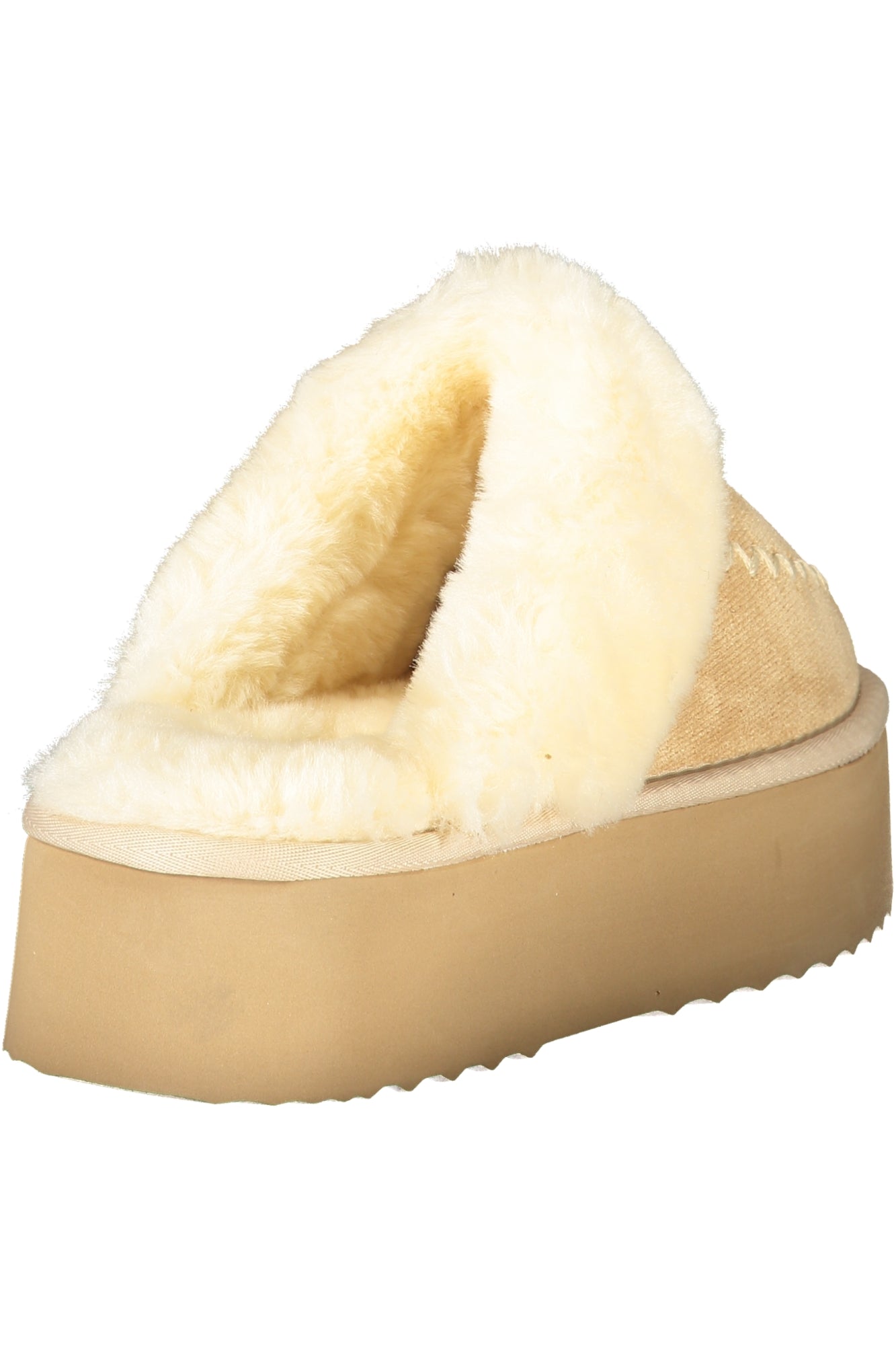 8880_BEBEIGE – Bequeme Beige Damen-Pantolette mit Fell und 4cm Kontrastsohle – Größe: 37, 38, 36, 39, 41 – Farbe: Beige