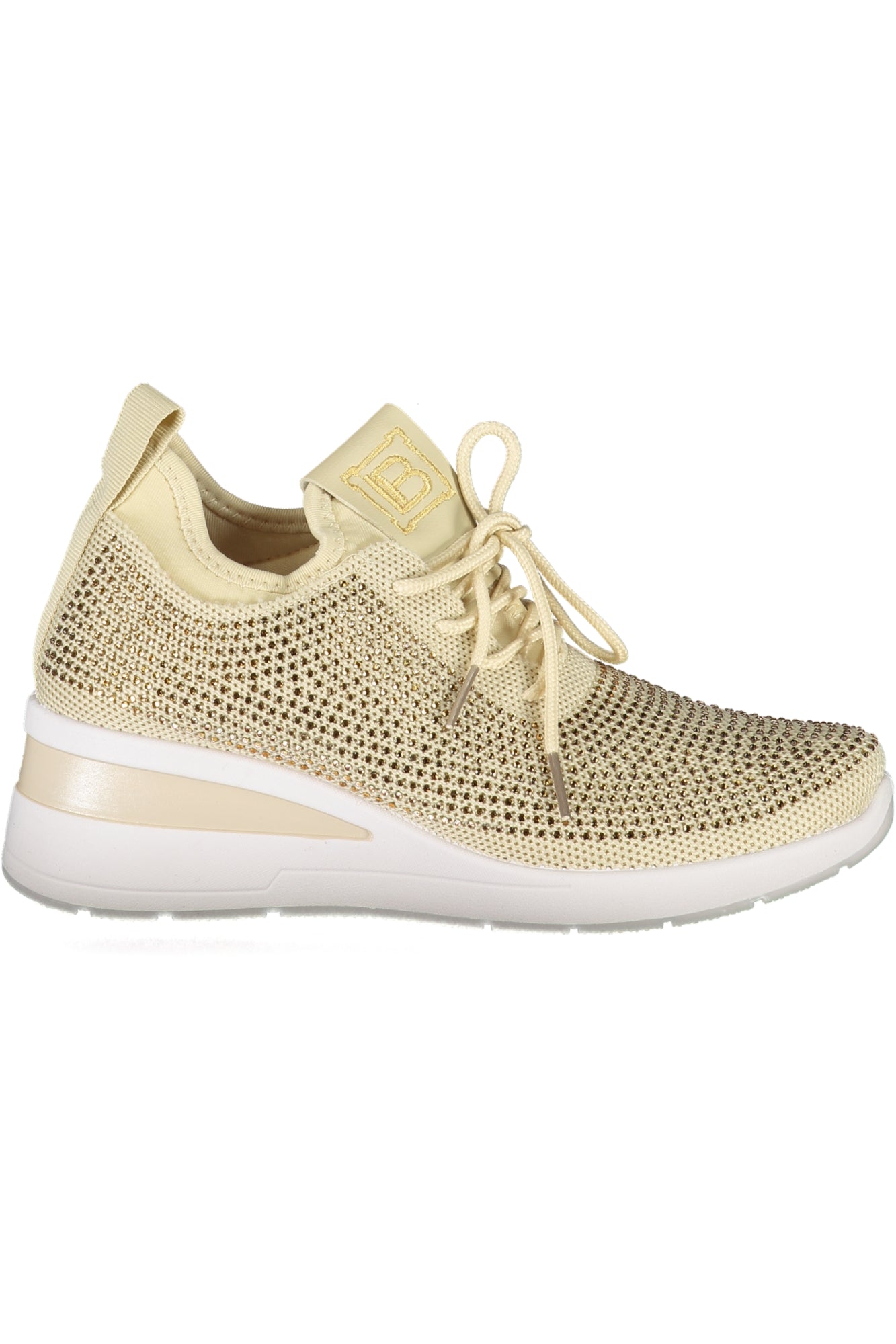 8937_BEBEIGE – Bequemer beiger Damensneaker mit Strass & Stickerei, 4 cm Absatz – Größe: 36, 37, 38, 39, 40, 41 – Farbe: Beige