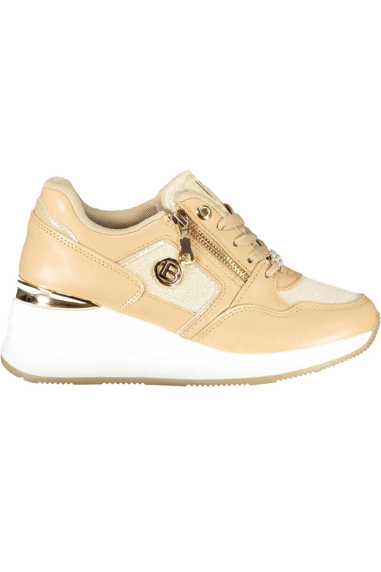 9251_BEBEIGE – Eleganter Damensneaker in Beige mit Plateau und Reißverschluss – Größe: 36, 37, 38, 39, 40, 41 – Farbe: Beige