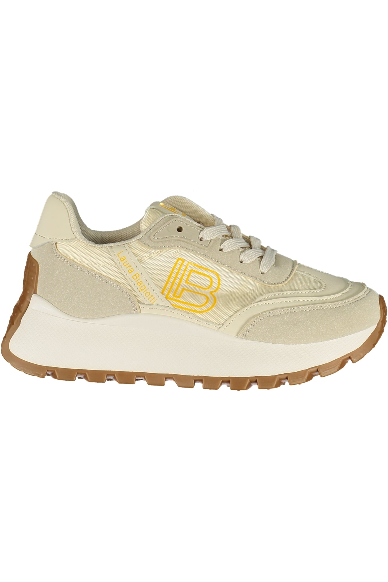 9646_BEBEIGE – Beiger Damensneaker: Komfort mit gelben Details und herausnehmbarem Fußbett – Größe: 36, 37, 38, 39, 40, 41 – Farbe: Beige