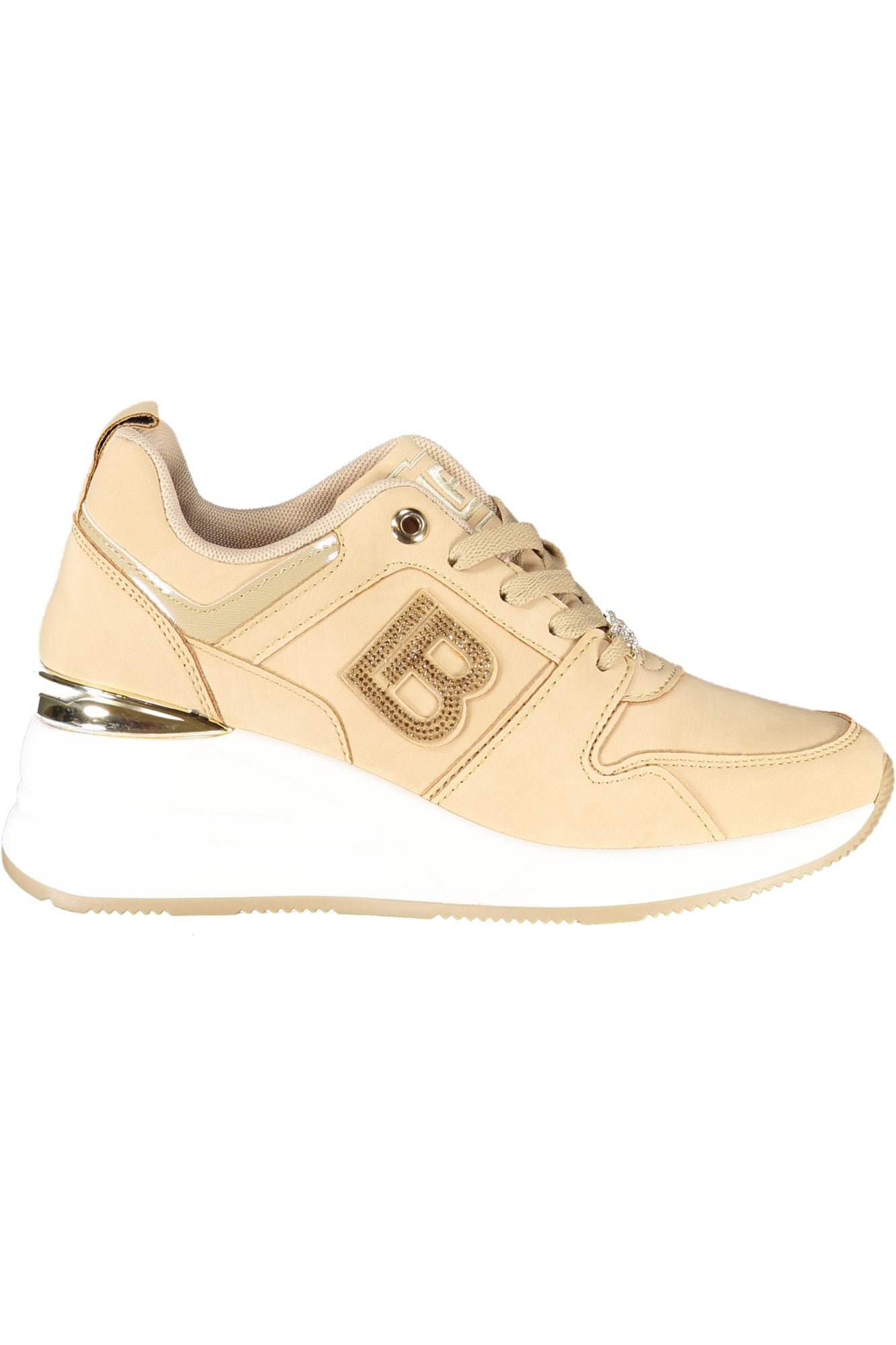 9252_BEBEIGE – Bequeme beige Damensneaker mit Strass und Plateau, 6 cm – Größe: 36, 37, 38, 39, 40, 41 – Farbe: Beige