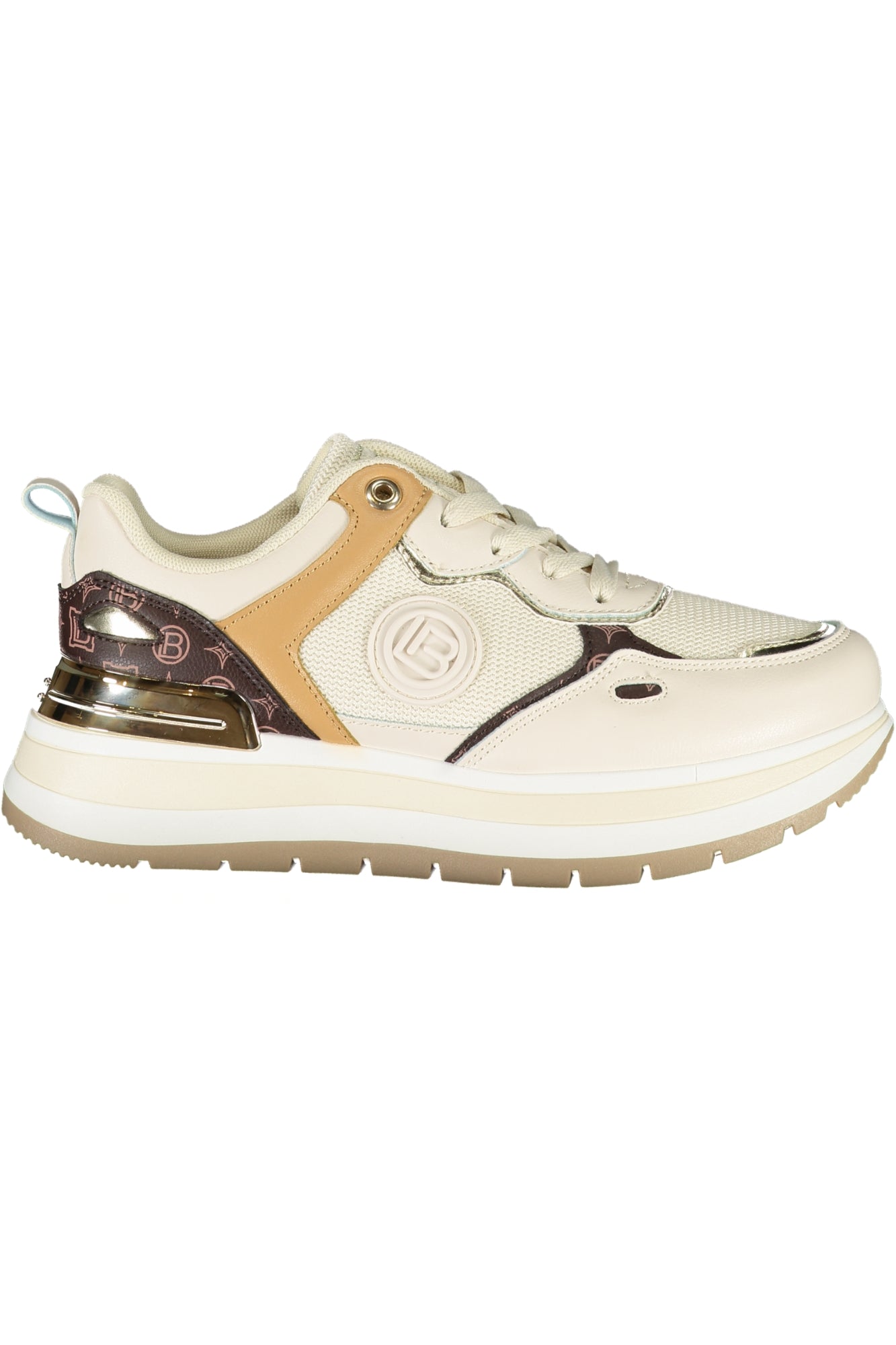 8918_BEIVOBRO – Beige Damensneaker aus Leder mit Kontrastdetails und Stickerei – Größe: 36, 37, 38, 39, 40, 41 – Farbe: Beige