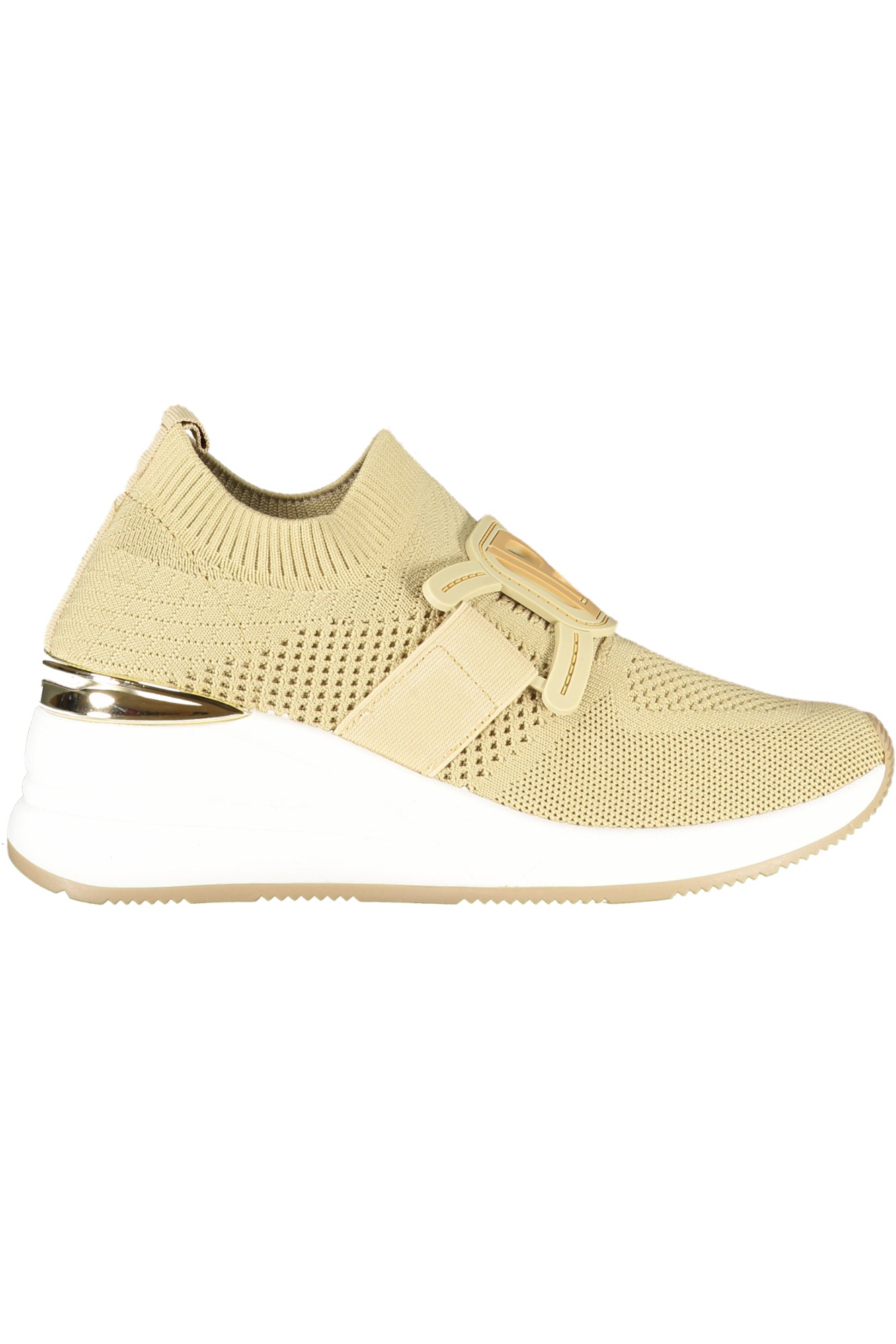 9254_BEBEIGE – Bequemer beiger Damensneaker mit Kontrasten und 6 cm Plateau – Größe: 36, 37, 38, 39, 40, 41 – Farbe: Beige