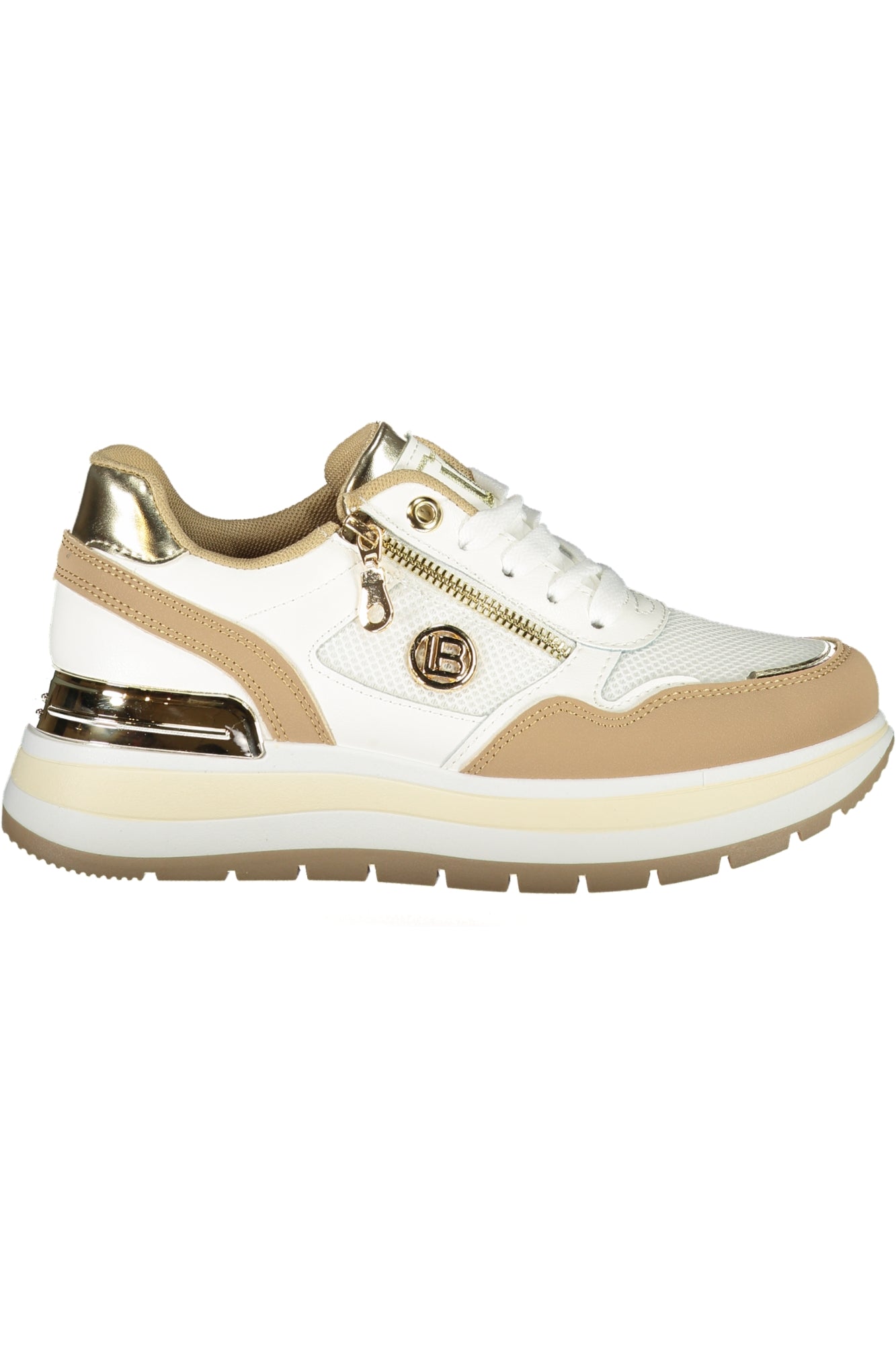 8913_BESAND – Moderner Damensneaker in Beige: Nubuk, Reißverschluss & Stickerei – Größe: 36, 37, 38, 39, 40, 41 – Farbe: Beige