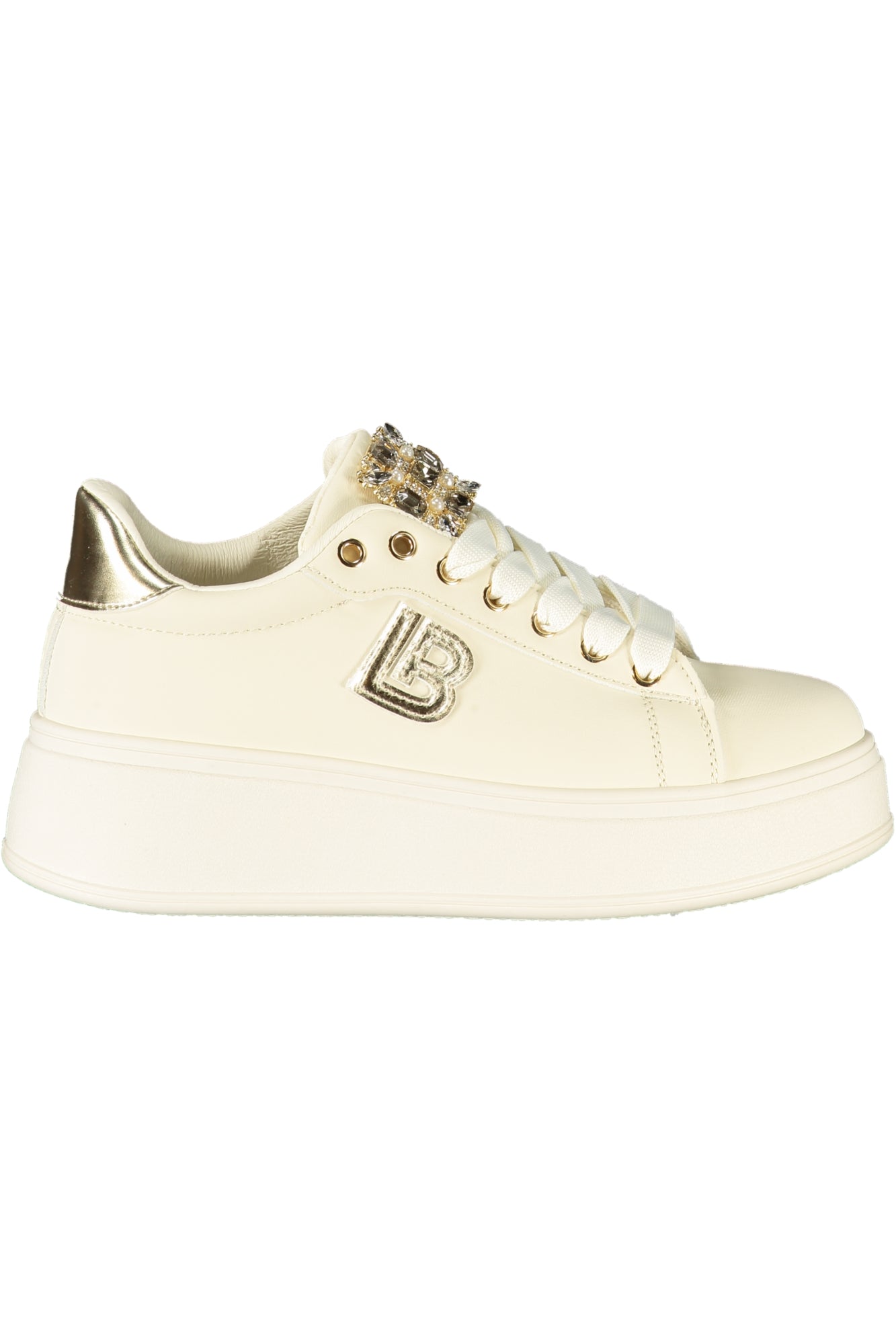 9202_BEIVORY – Bequemer Beigefarbener Damensneaker mit Strass und Plateau 5 cm – Größe: 36, 37, 38, 39, 40, 41 – Farbe: Beige