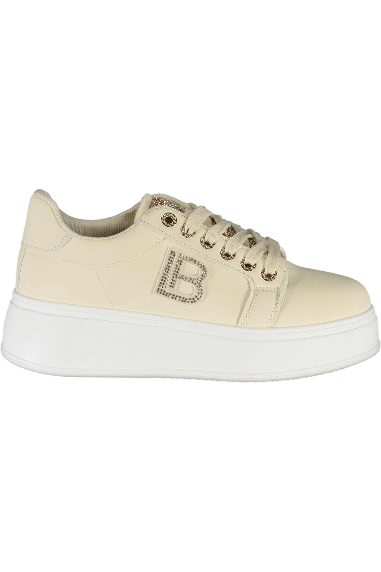 8931_BEIVORY – Eleganter Damensneaker in Beige mit Keilabsatz und Strassakzenten – Größe: 36, 37, 38, 39, 40, 41 – Farbe: Beige