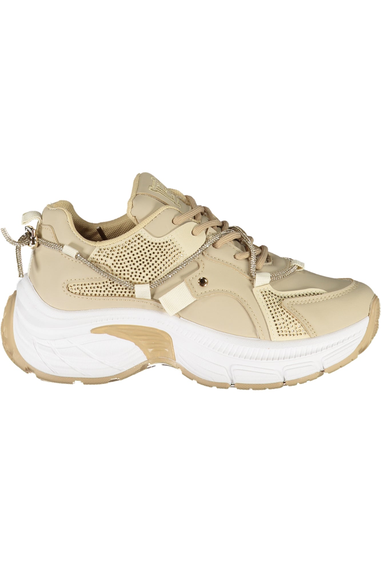 8935_BEBEIGE – Bequemer Beiger Damensportschuh mit Strass und Plateau 5 cm – Größe: 36, 37, 38, 39, 40, 41 – Farbe: Beige