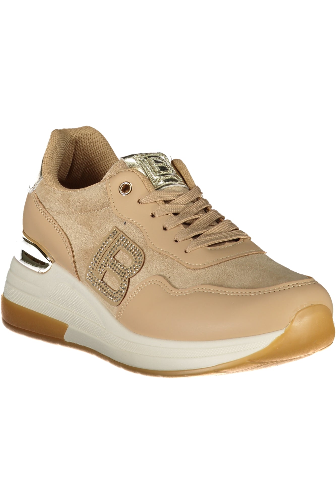 8923_BETAN – Eleganter Damensneaker Beige mit Strass & Stickerei aus Kalbsleder – Größe: 36, 37, 38, 39, 40, 41 – Farbe: Beige