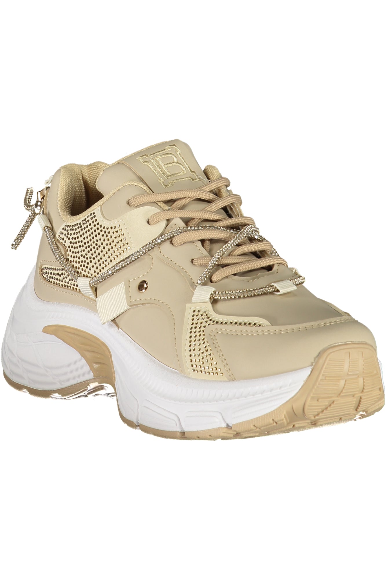 8935_BEBEIGE – Bequemer Beiger Damensportschuh mit Strass und Plateau 5 cm – Größe: 36, 37, 38, 39, 40, 41 – Farbe: Beige