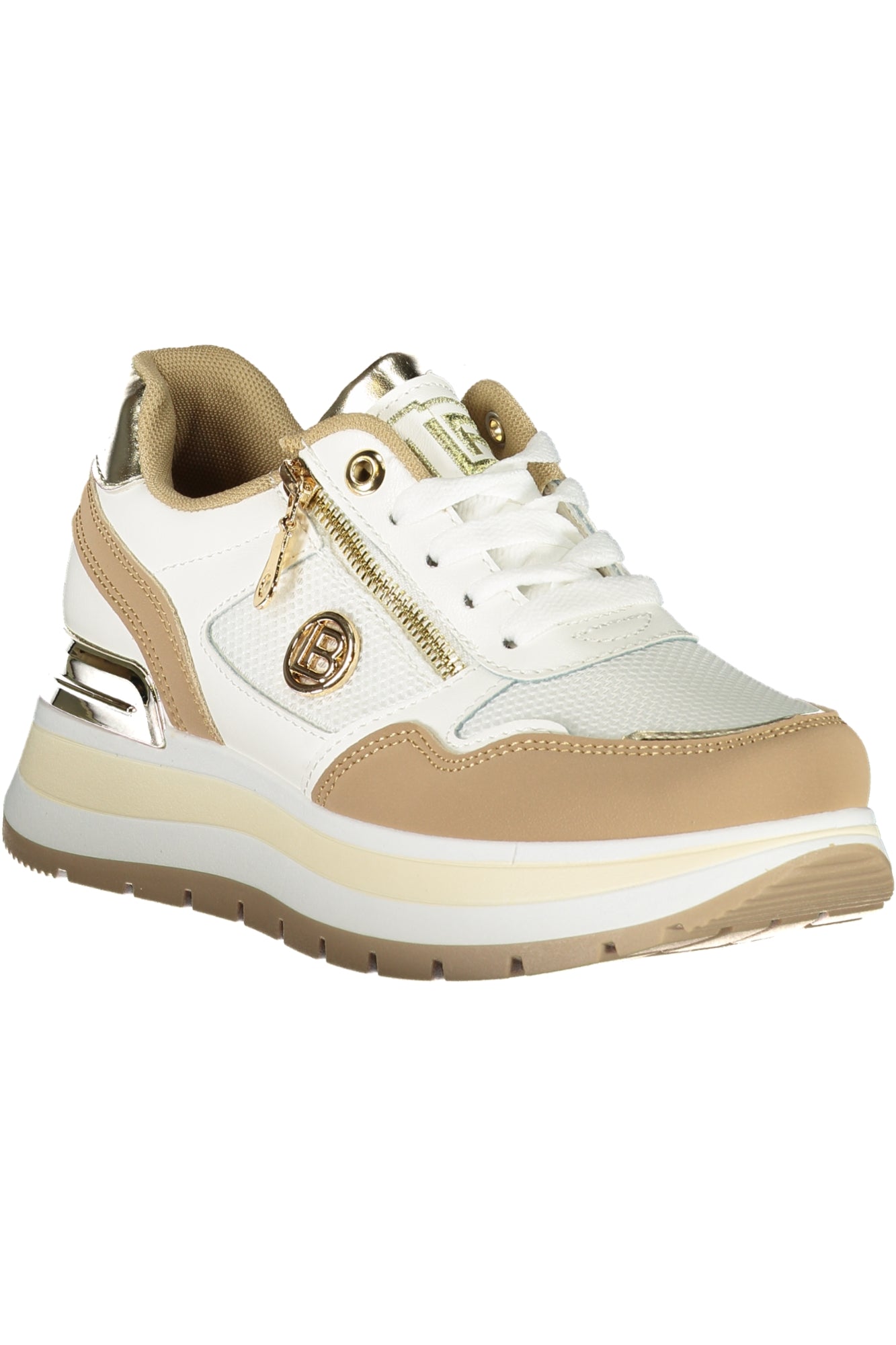 8913_BESAND – Moderner Damensneaker in Beige: Nubuk, Reißverschluss & Stickerei – Größe: 36, 37, 38, 39, 40, 41 – Farbe: Beige