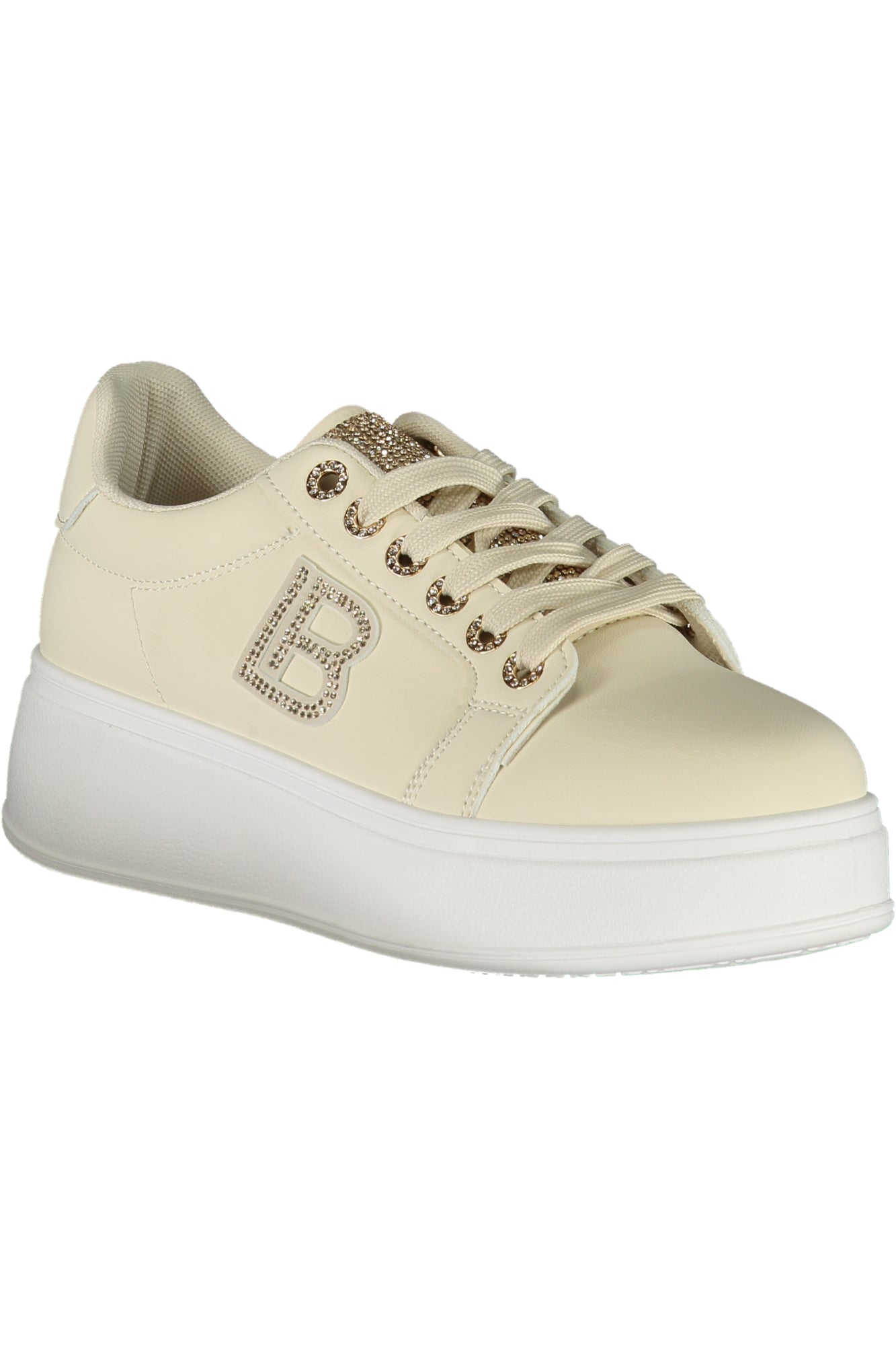 8931_BEIVORY – Eleganter Damensneaker in Beige mit Keilabsatz und Strassakzenten – Größe: 36, 37, 38, 39, 40, 41 – Farbe: Beige