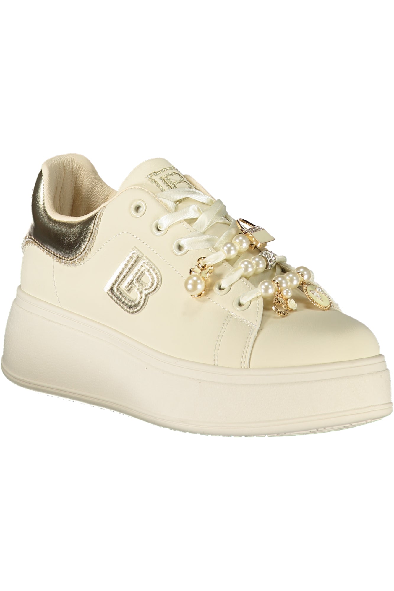 9204_BEIVORY – Damen-Sneaker Beige mit Kontrast, Plateau 4cm, Logo-Details – Größe: 36, 37, 38, 39, 40, 41 – Farbe: Beige