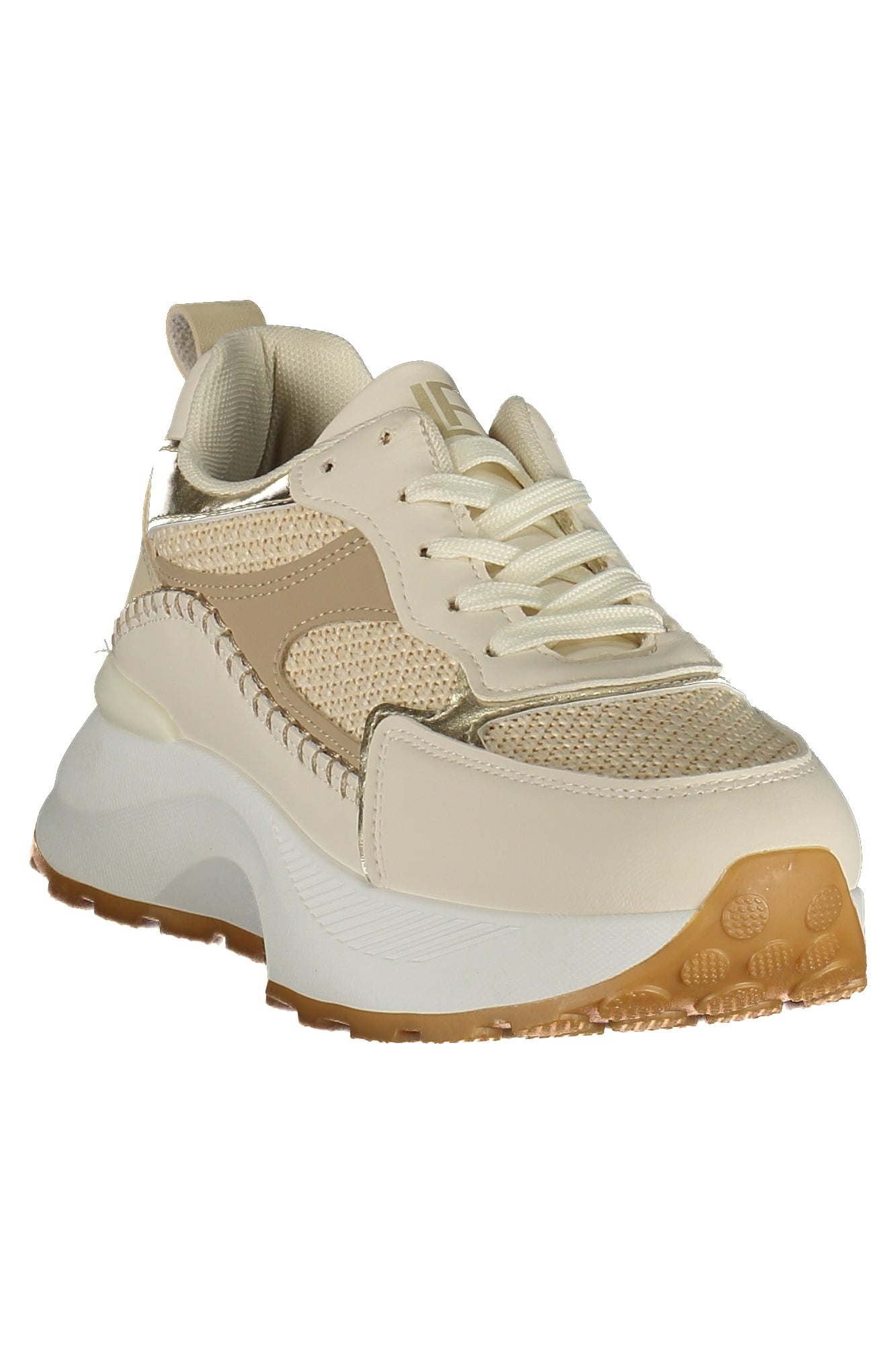 9645_BEIVORY – Eleganter Damensportschuh Beige mit Elfenbein-Gold Details & Komfort – Größe: 36, 37, 38, 39, 40, 41 – Farbe: Beige