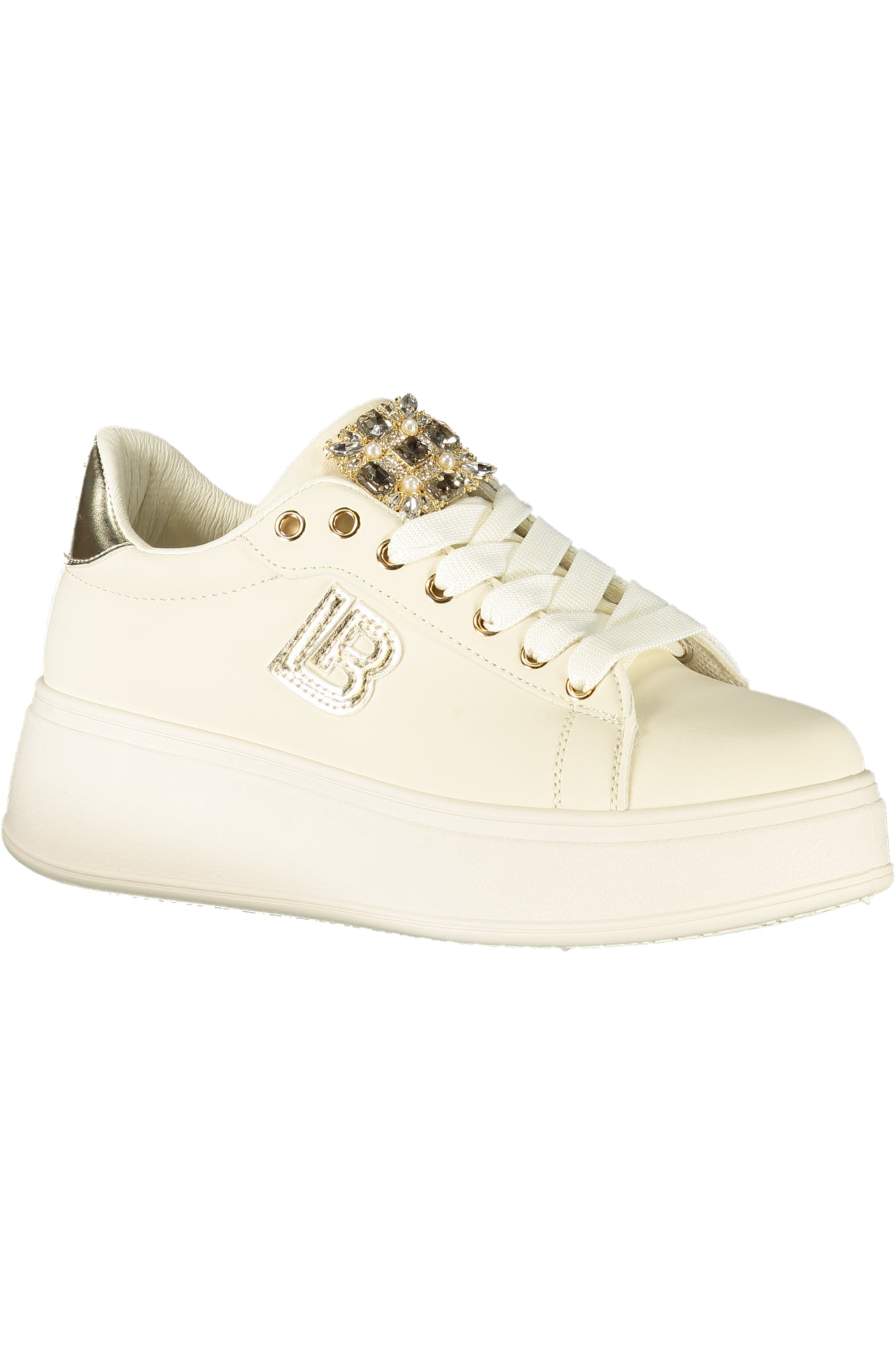 9202_BEIVORY – Bequemer Beigefarbener Damensneaker mit Strass und Plateau 5 cm – Größe: 36, 37, 38, 39, 40, 41 – Farbe: Beige