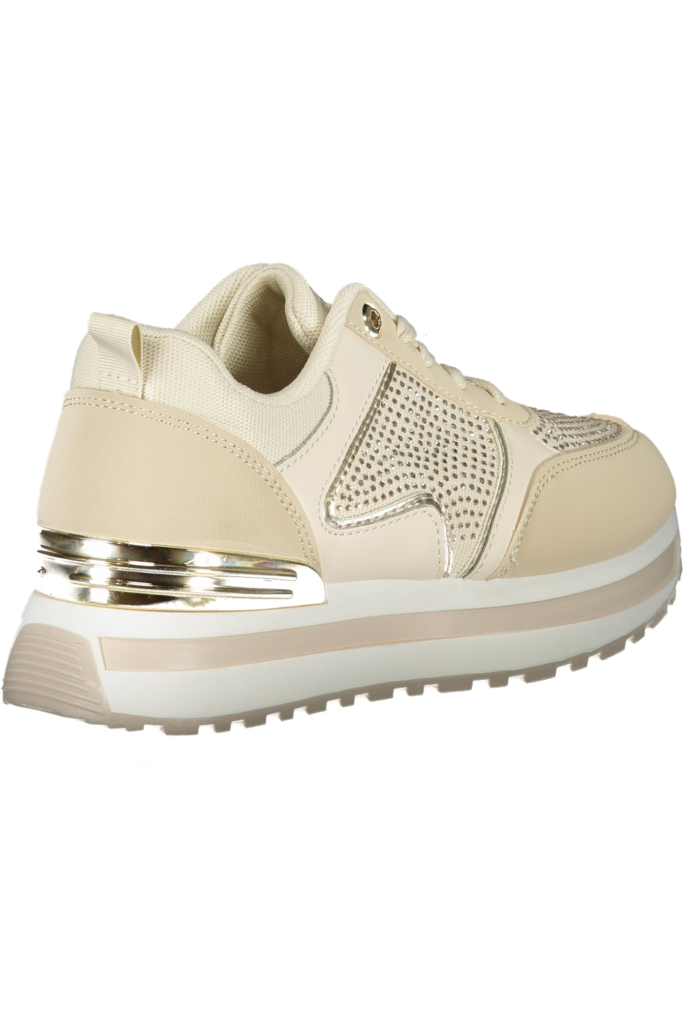 8714_BEBEIGE – Beige Damensportschuhe mit Schnürsenkeln und Strassdetails – Größe: 36, 37, 38, 39, 40, 41 – Farbe: Beige