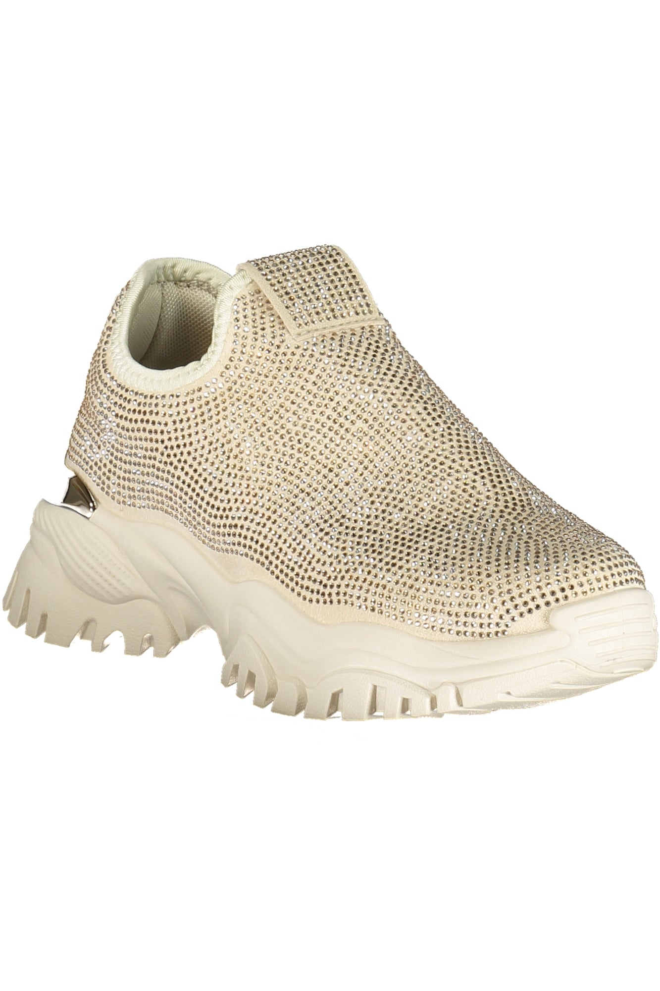 9653_BEIVORY – Bequeme Damensneaker beige mit Goldakzenten und Strass Details – Größe: 36, 37, 38, 39, 40, 41 – Farbe: Beige