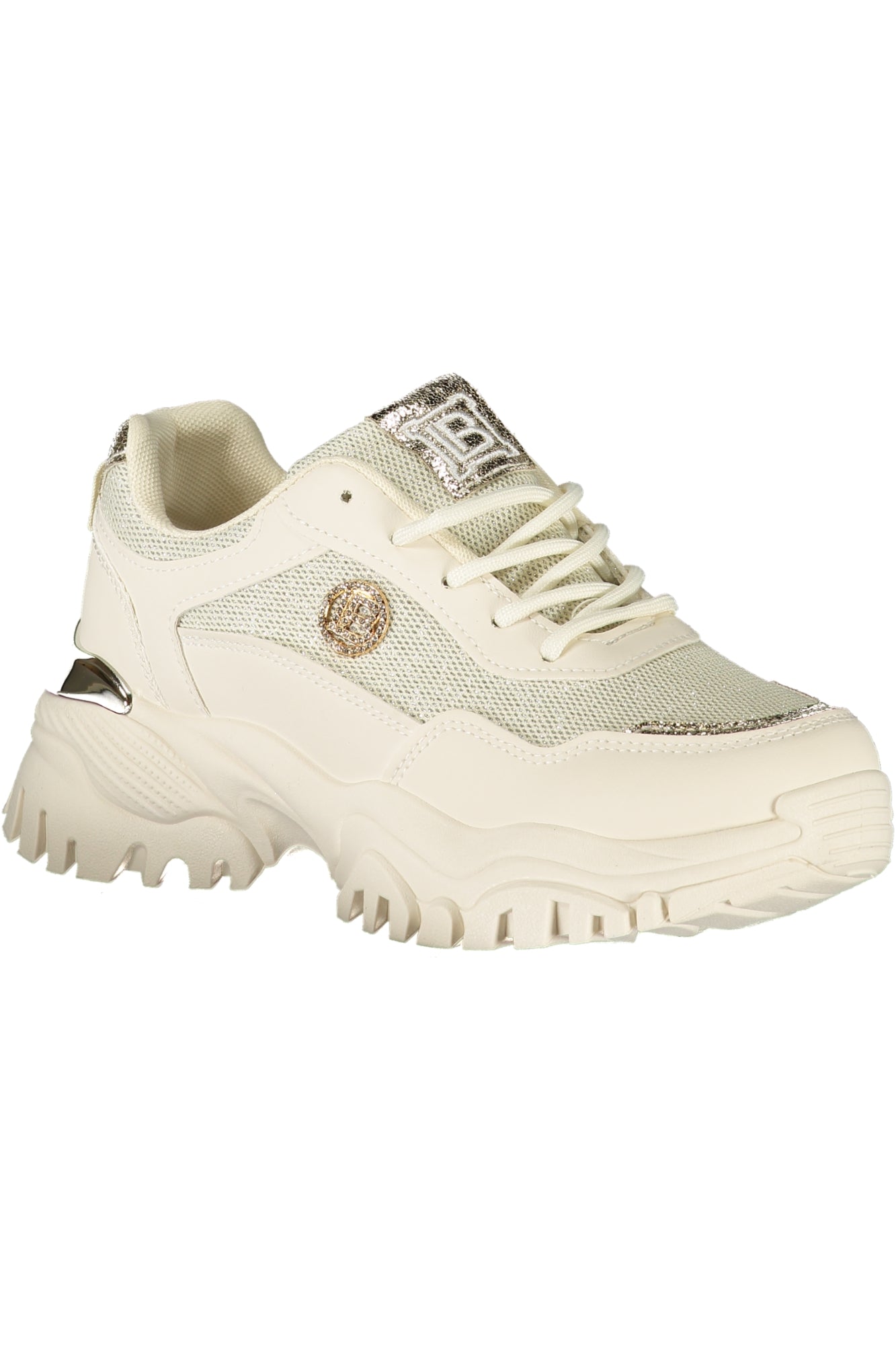 9213_BEBEIGE – Eleganter beige Damensneaker mit Kontrastdetails und Applikationen – Größe: 36, 37, 38, 39, 40, 41 – Farbe: Beige