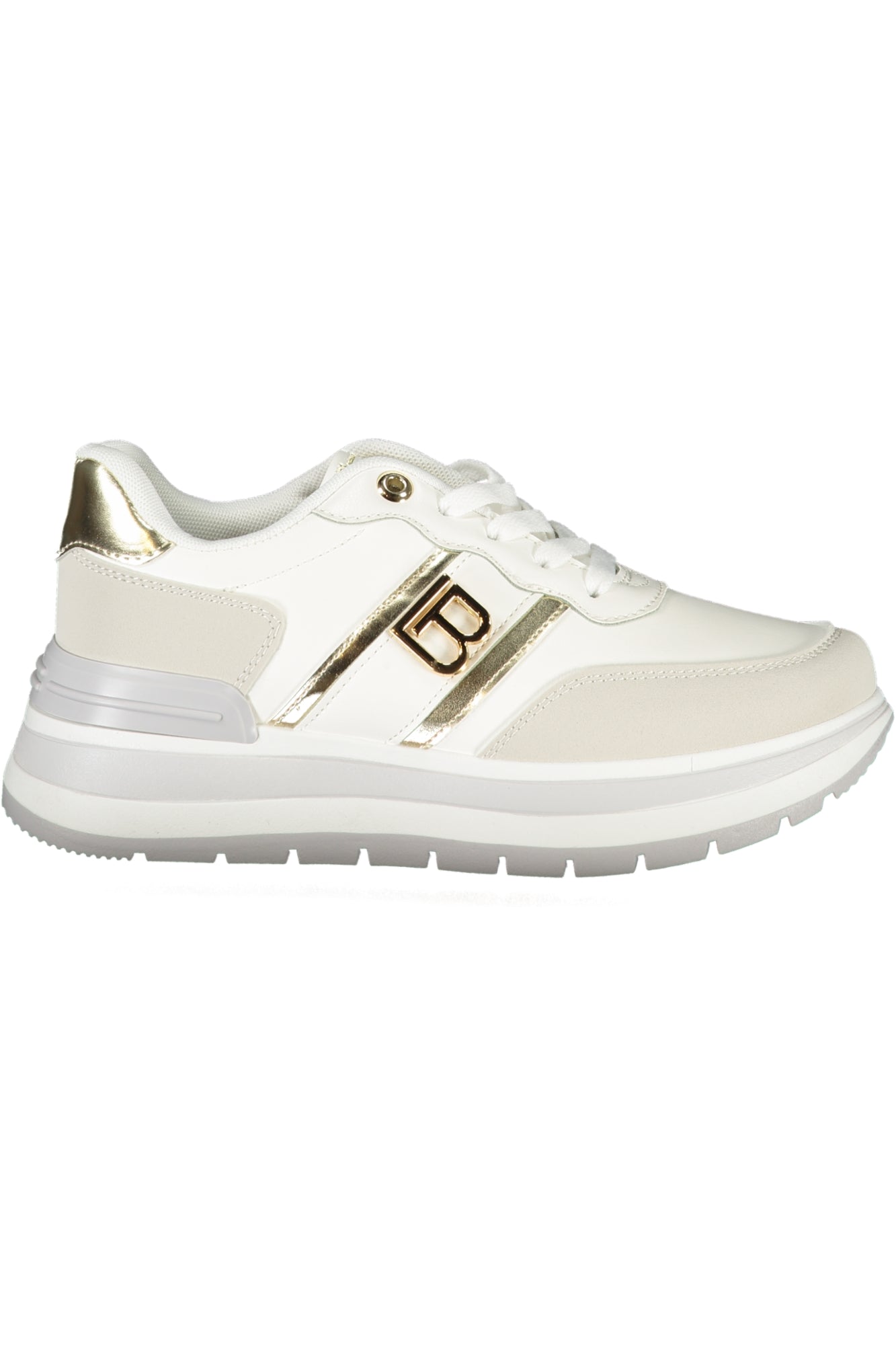 8715_BIWHITE – Damen-Sneaker weiß mit Nubuk, Schnürsenkeln & Kontrastdetails – Größe: 36, 37, 38, 39, 41 – Farbe: Bianco