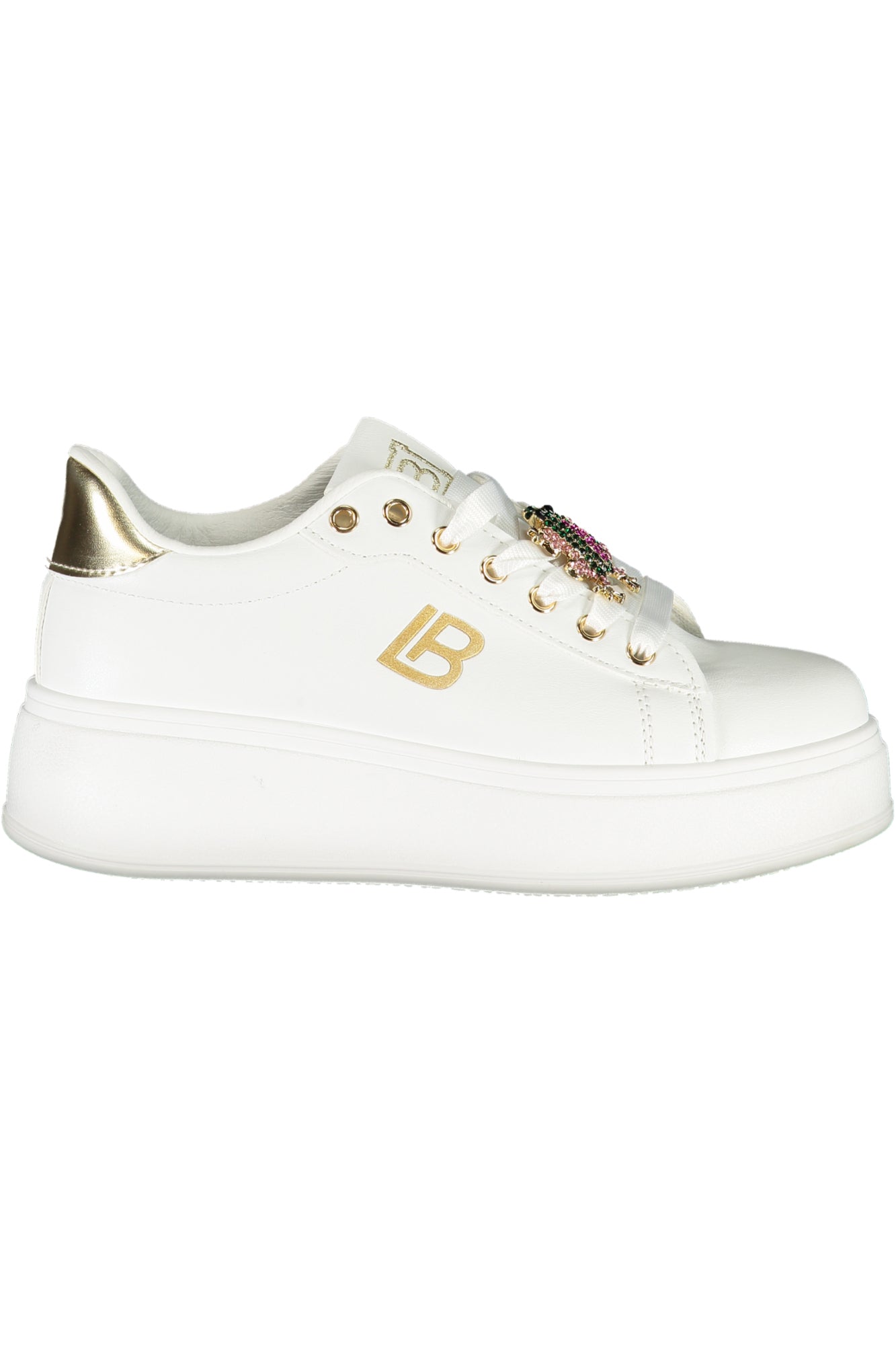 8926_BIWHIGOL – Damen-Sportschuh Weiß aus Leder mit Strass und 4 cm Keilabsatz – Größe: 36, 37, 38, 39, 40, 41 – Farbe: Bianco