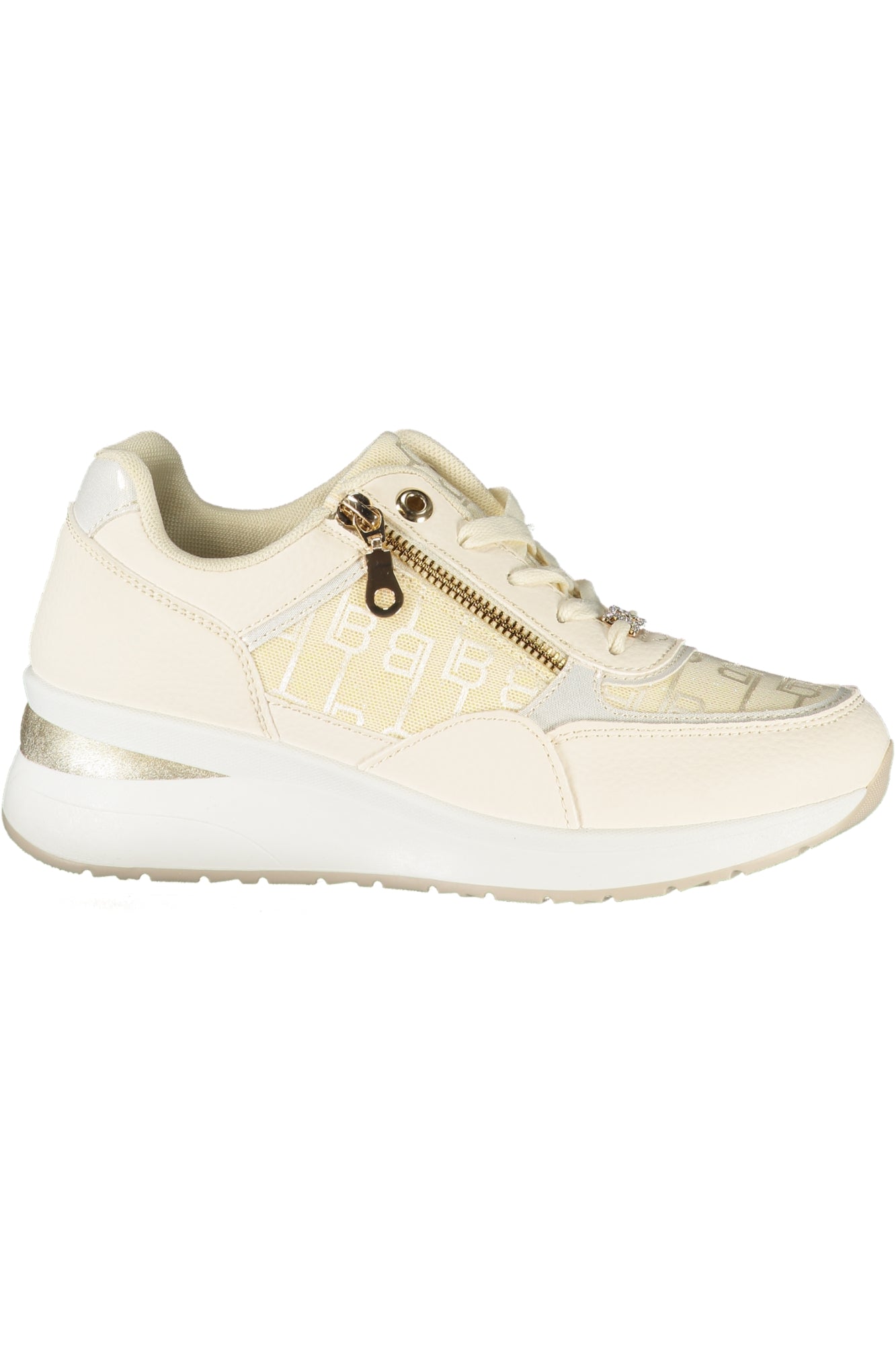 9244_BIBEIGE – Eleganter Damensneaker in Weiß mit Reißverschluss & Plateau-Sohle – Größe: 36, 37, 38, 39, 40, 41 – Farbe: Bianco