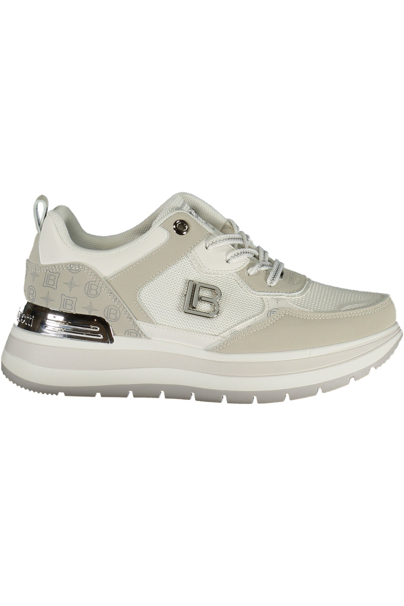 9630_BIGREY – Eleganter Damen-Sportschuh: Weiß mit grauen Details & Applikation – Größe: 36, 37, 38, 39, 40, 41 – Farbe: Bianco
