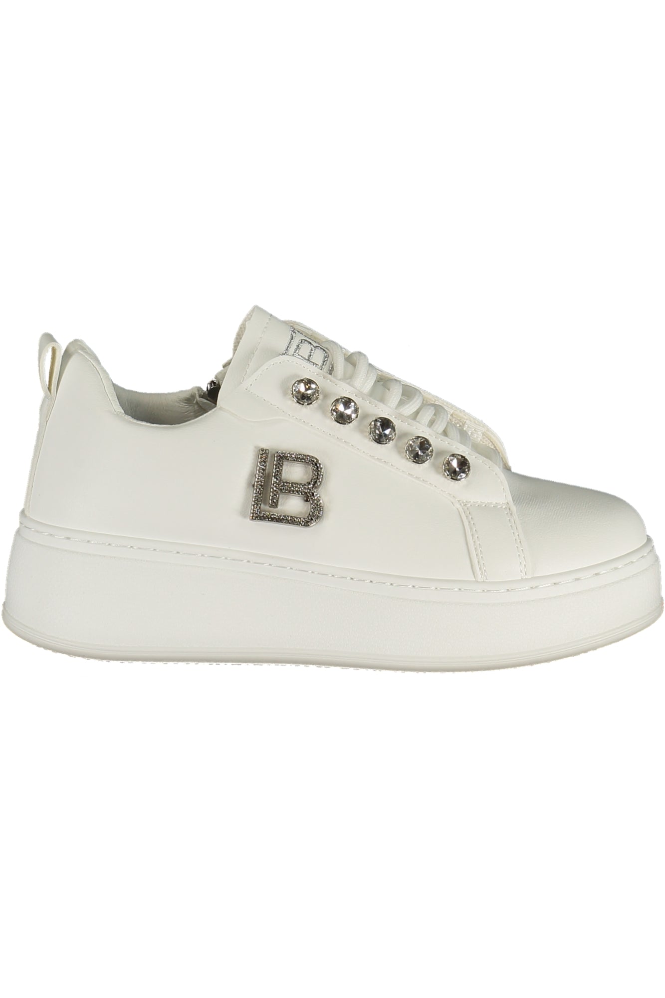 9618_BIWHITE – Damen-Sportschuh Weiß mit Reißverschluss & Strassapplikationen – Größe: 36, 37, 38, 39, 40, 41 – Farbe: Bianco