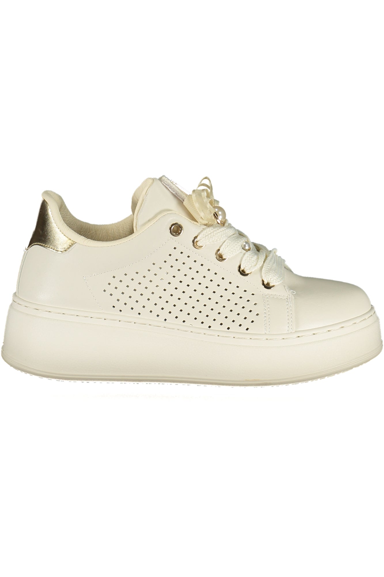 9621_BIIVORY – Weißer Damensneaker mit Goldakzenten & herausnehmbarem Fußbett – Größe: 36, 37, 38, 39, 40, 41 – Farbe: Bianco