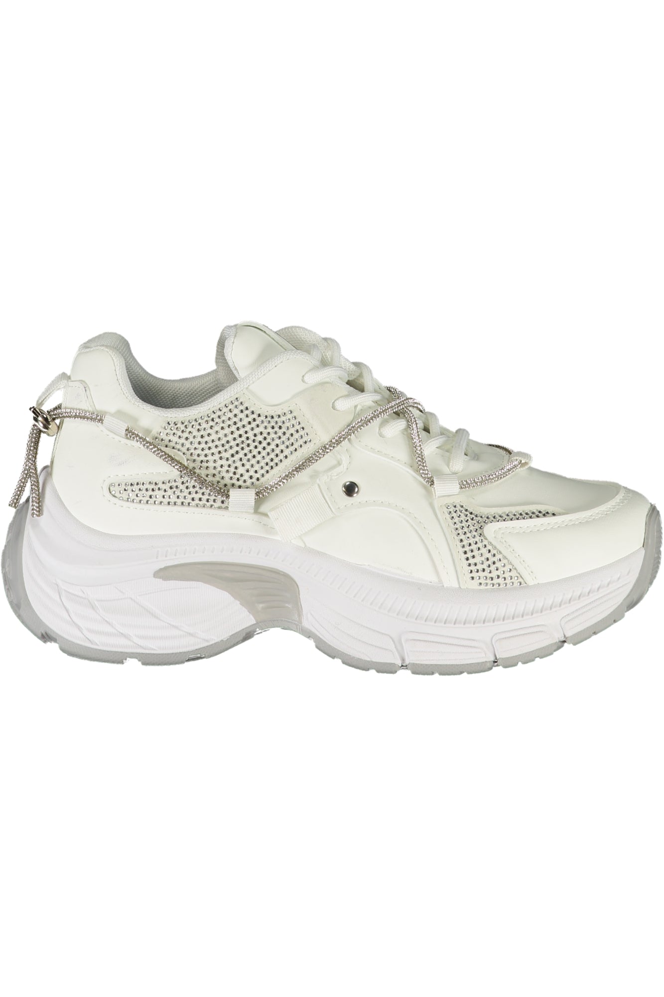 8935_BIWHITE – Weißer Damensneaker: Nubuk, Strass, Stickerei, 5cm Plateau – Größe: 36, 37, 38, 39, 40, 41 – Farbe: Bianco