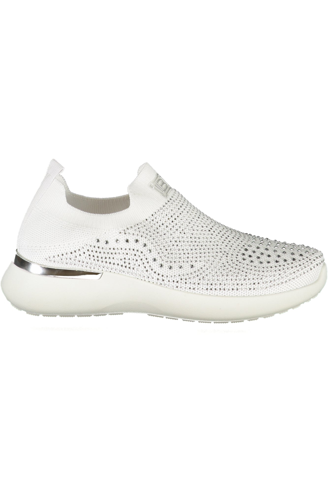 8936_BIWHITE – Damen Sneaker in Weiß: Textil mit Strass & 3 cm Keilabsatz – Größe: 36, 37, 38, 39, 40, 41 – Farbe: Bianco