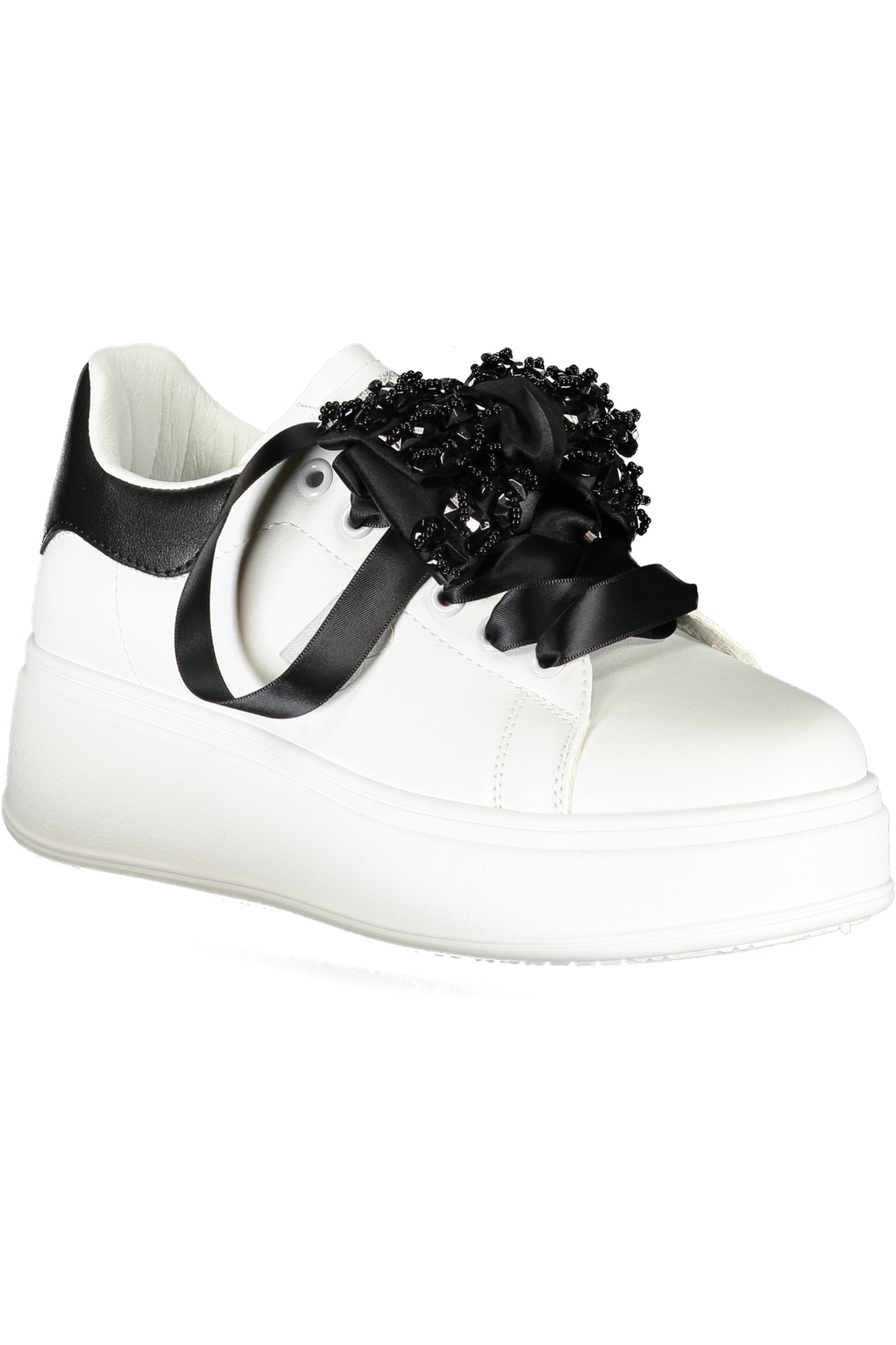 8929_BIWHIBLA – Eleganter Weißer Damensportschuh mit Strass & 4 cm Keilabsatz – Größe: 36, 37, 38, 39, 40, 41 – Farbe: Bianco