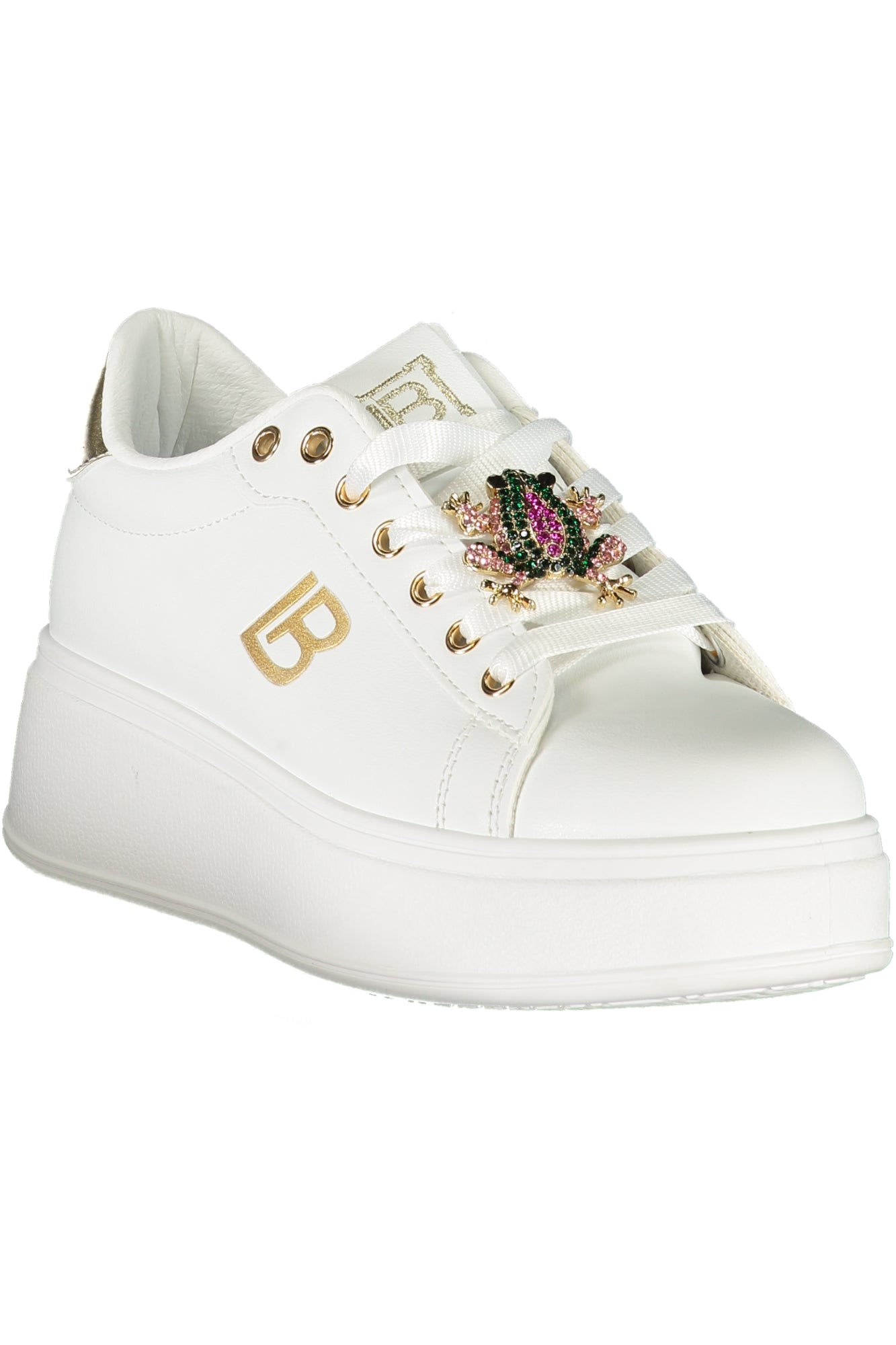 8926_BIWHIGOL – Damen-Sportschuh Weiß aus Leder mit Strass und 4 cm Keilabsatz – Größe: 36, 37, 38, 39, 40, 41 – Farbe: Bianco