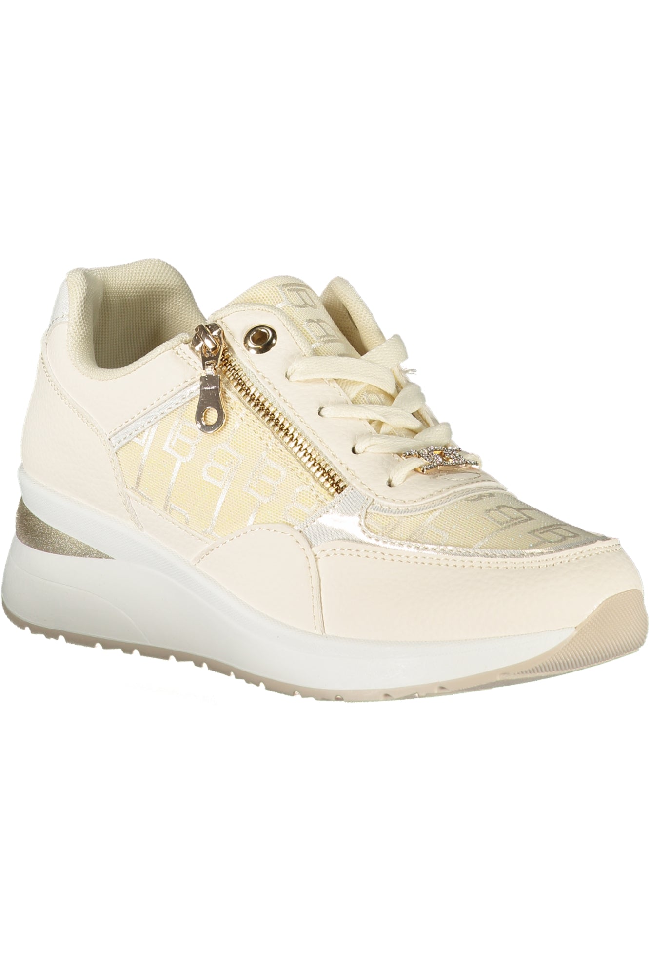 9244_BIBEIGE – Eleganter Damensneaker in Weiß mit Reißverschluss & Plateau-Sohle – Größe: 36, 37, 38, 39, 40, 41 – Farbe: Bianco