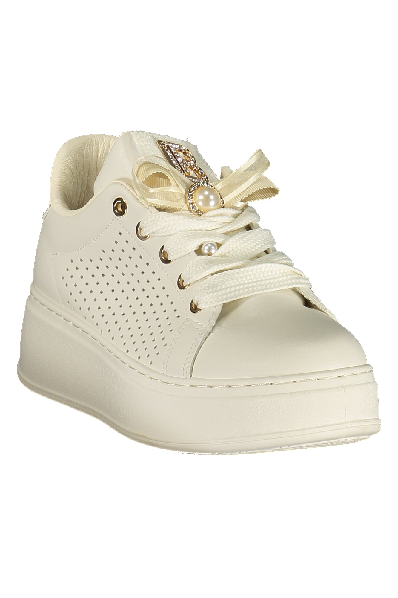 9621_BIIVORY – Weißer Damensneaker mit Goldakzenten & herausnehmbarem Fußbett – Größe: 36, 37, 38, 39, 40, 41 – Farbe: Bianco