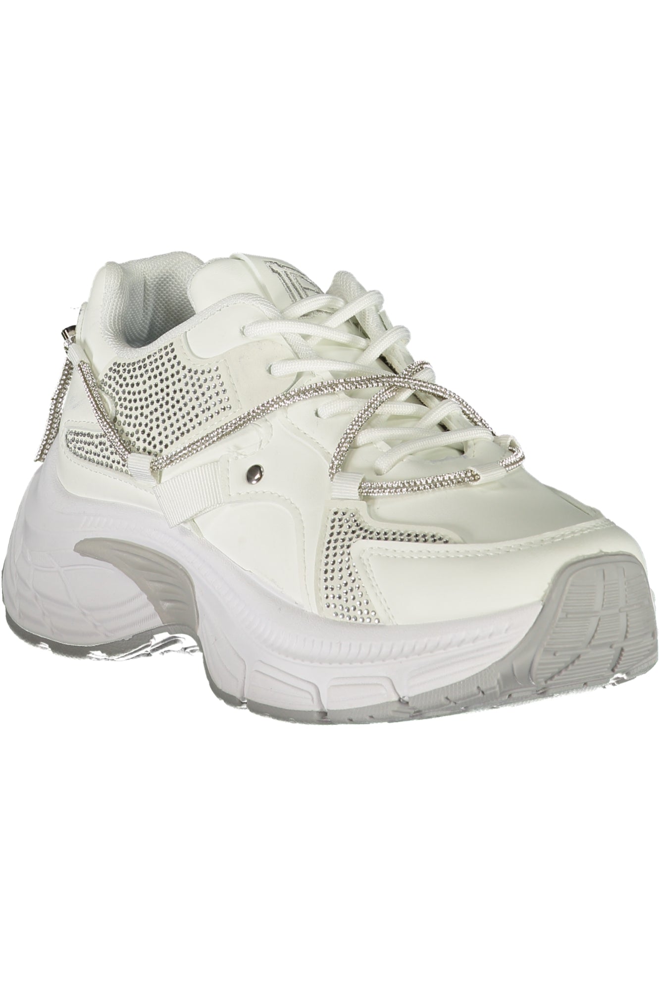 8935_BIWHITE – Weißer Damensneaker: Nubuk, Strass, Stickerei, 5cm Plateau – Größe: 36, 37, 38, 39, 40, 41 – Farbe: Bianco