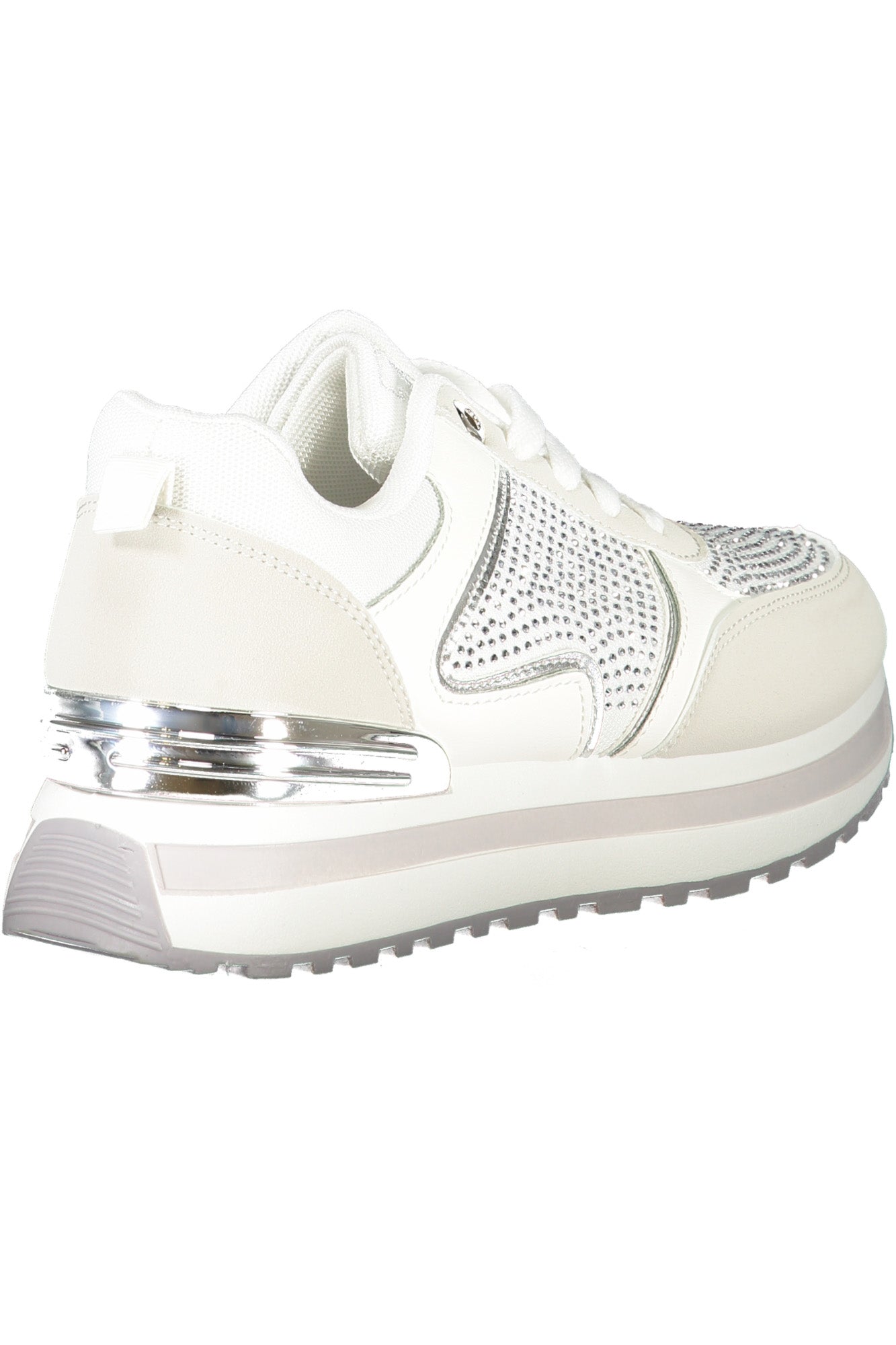 8714_BIWHITE – Damen Sportschuh Weiß: Schnürsenkel, Strass & Stickerei Details – Größe: 36, 37, 38, 39, 40, 41 – Farbe: Bianco